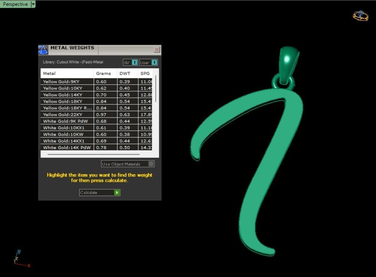 Amarillo Initial Pendant Letter i 3D print model_3