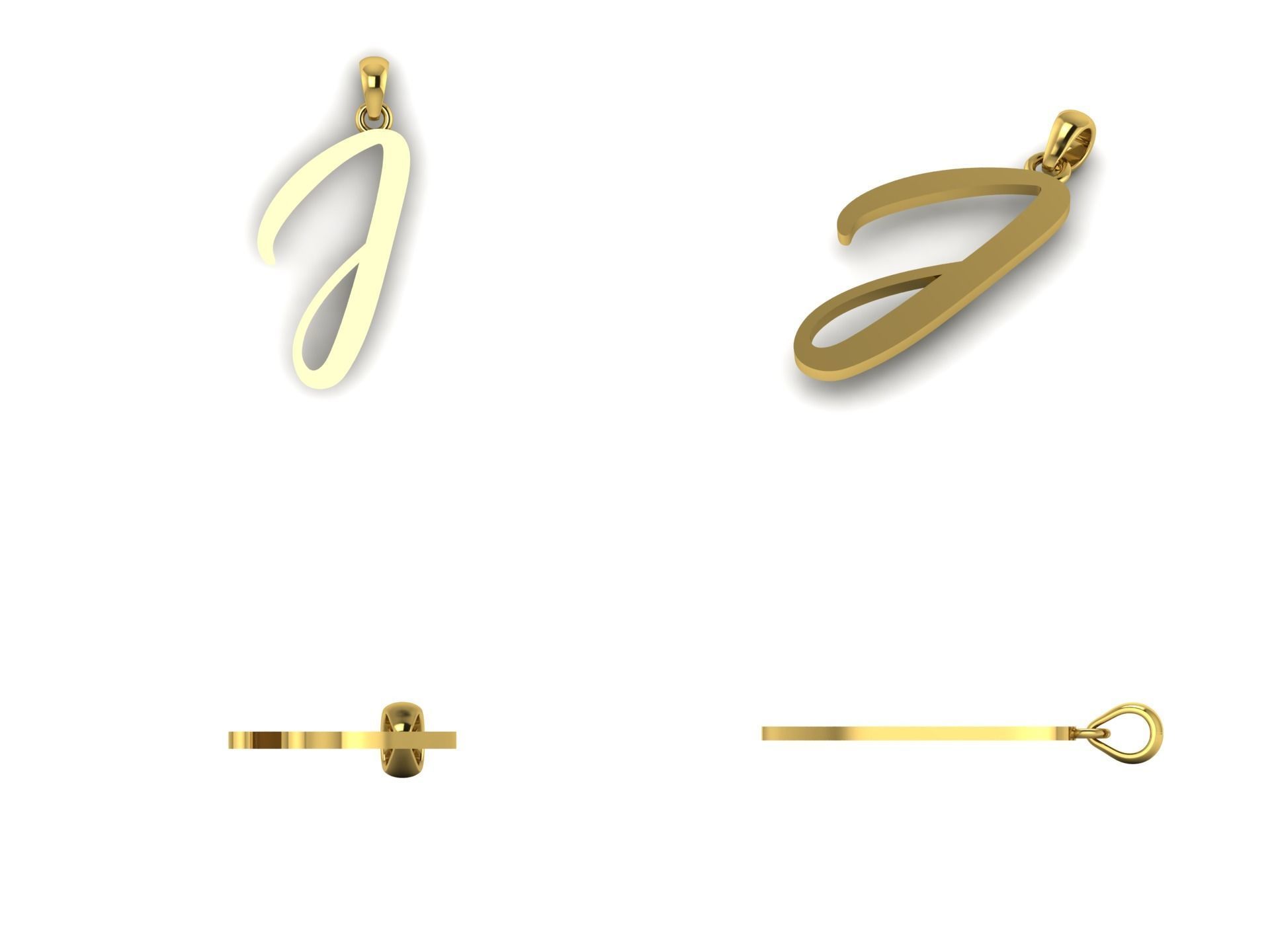 Amarillo Initial Pendant Letter J 3D print model_8
