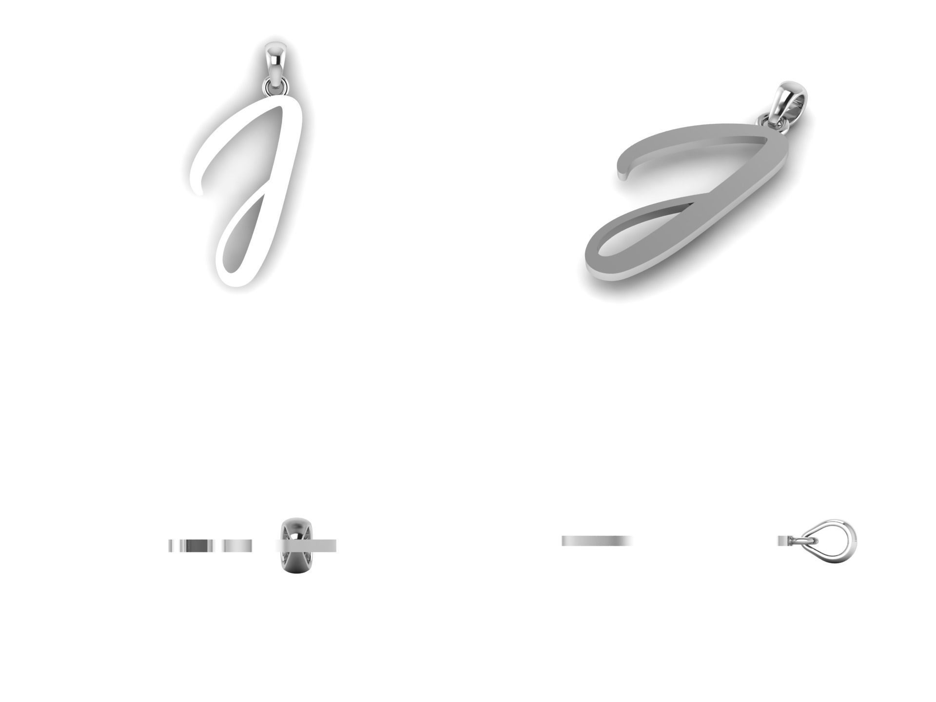 Amarillo Initial Pendant Letter J 3D print model_10