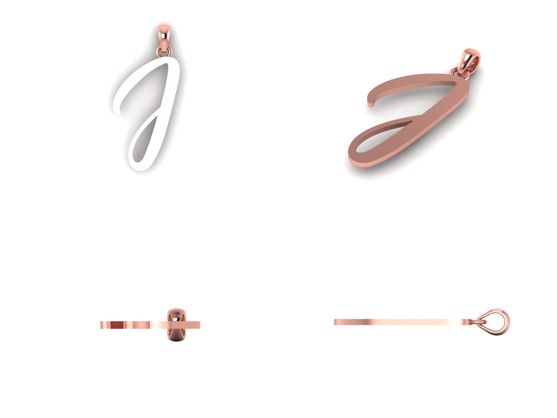 Amarillo Initial Pendant Letter J 3D print model_9