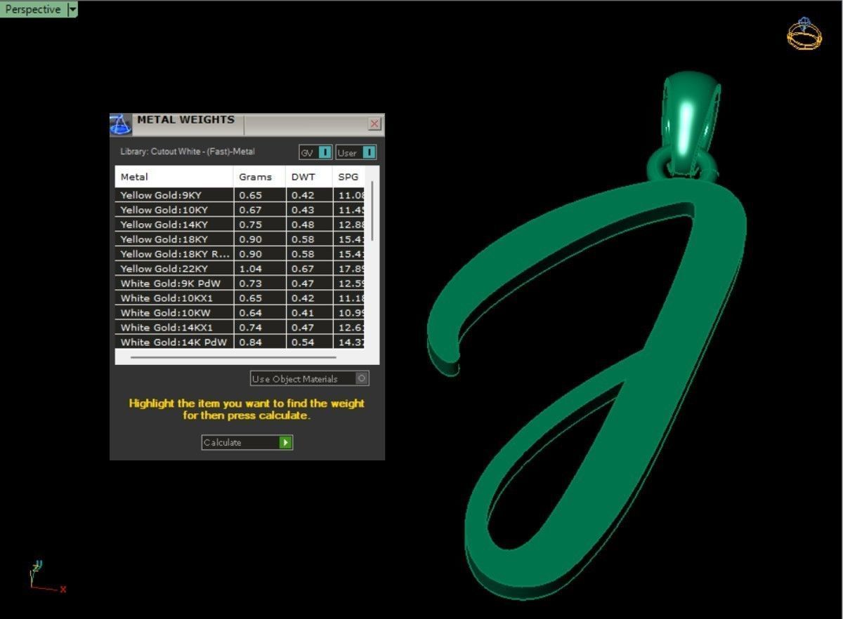 Amarillo Initial Pendant Letter J 3D print model_3