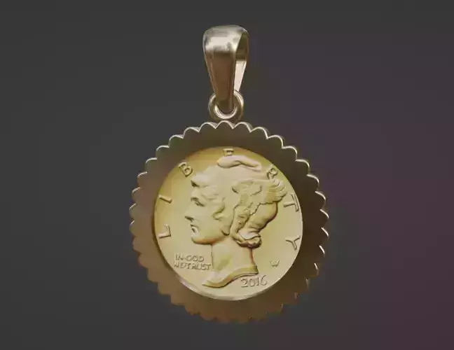 american gold dime coin frame pendant mount