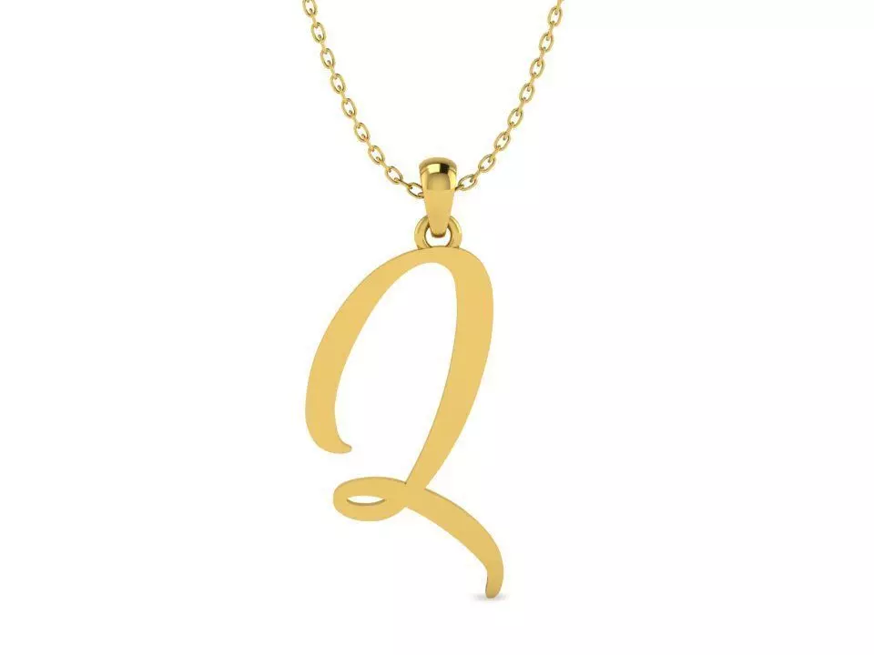 Amarillo Initial Pendant Letter Q 3D print model_0