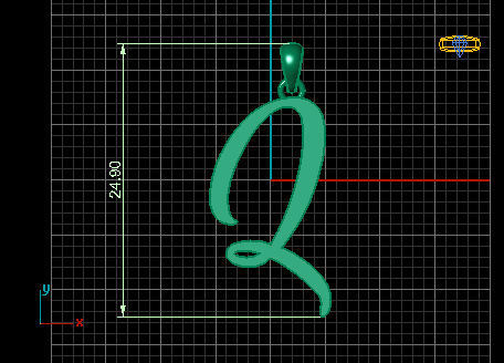Amarillo Initial Pendant Letter Q 3D print model_4