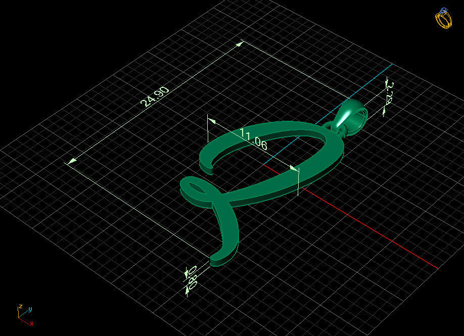 Amarillo Initial Pendant Letter Q 3D print model_7