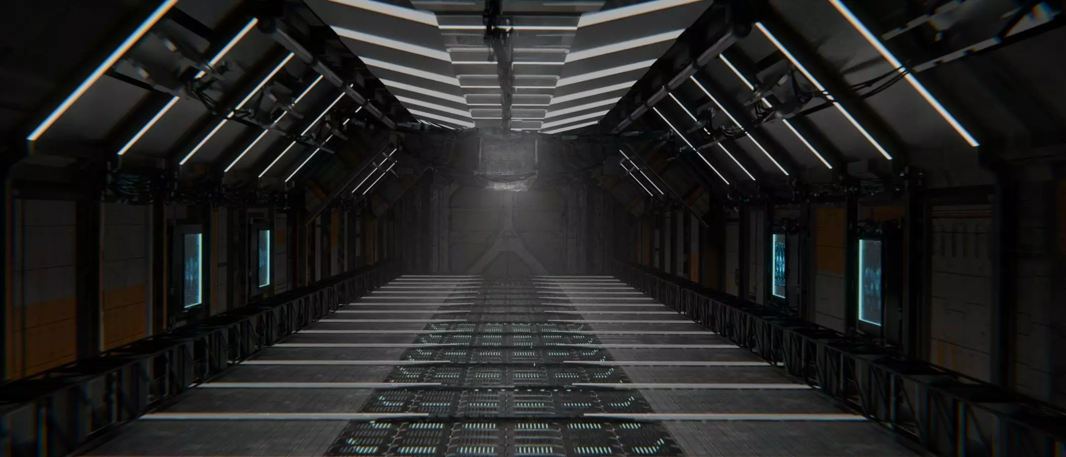 sci-fi hallway Low-poly 3D model_0