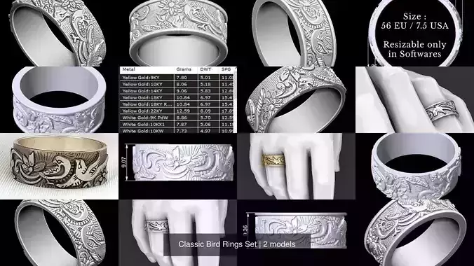 Classic Bird Rings Set