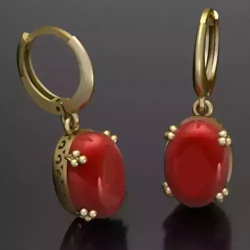 Luxury Classic Earing - Red Opal