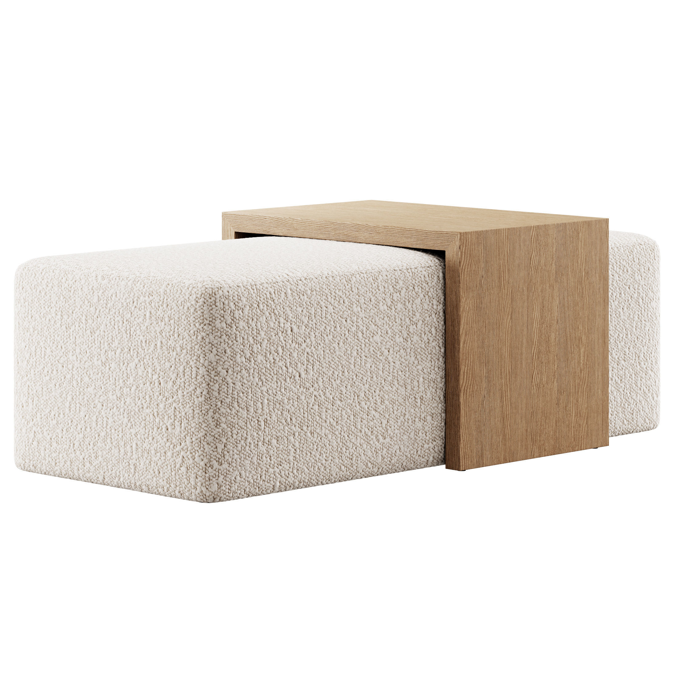 Boucle Noelle Ottoman By Meadows and Byrne 3D model_1