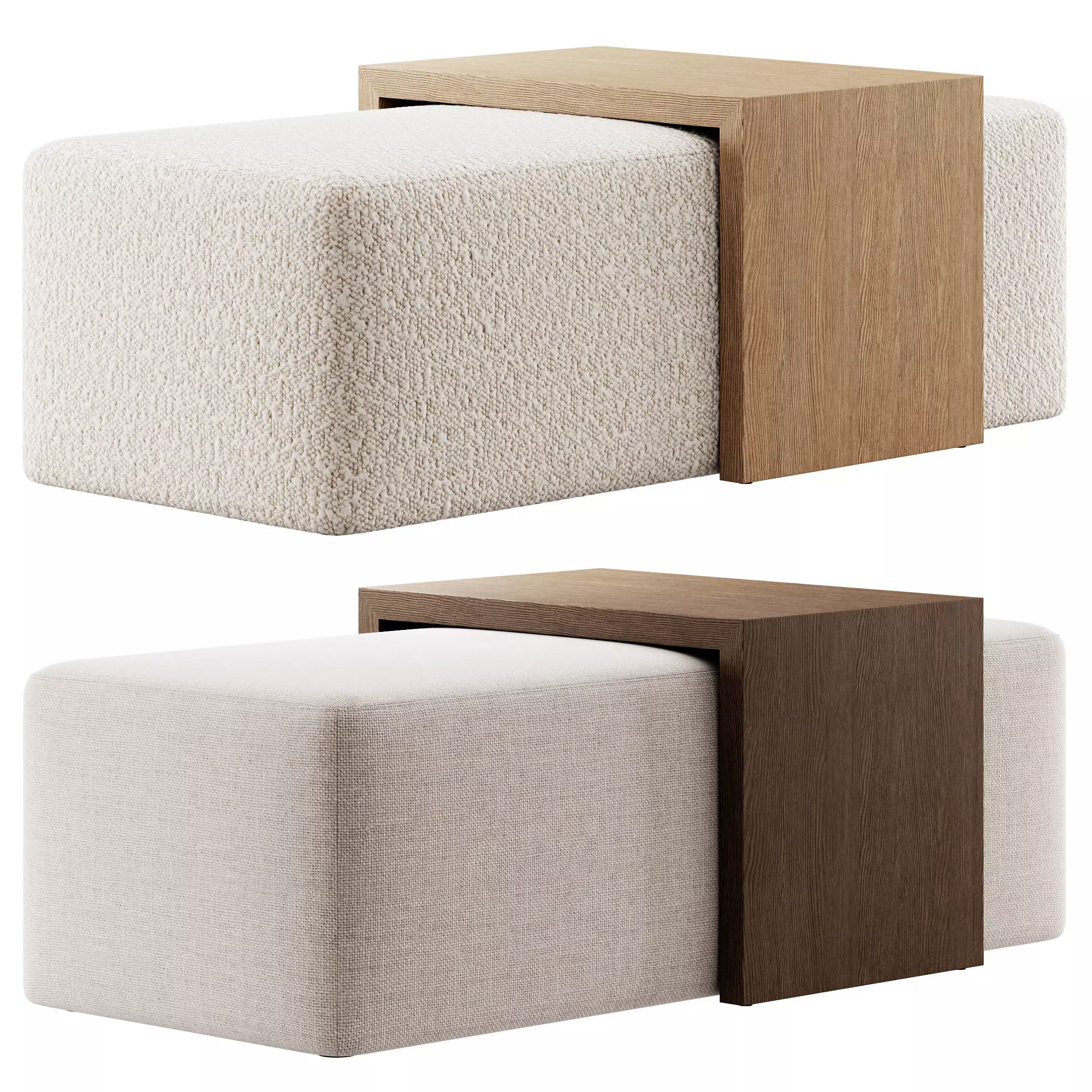 Boucle Noelle Ottoman By Meadows and Byrne 3D model_0