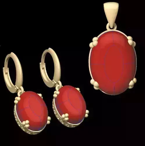 Classic Half Set - Eastern Red Opal 3D Model Collection