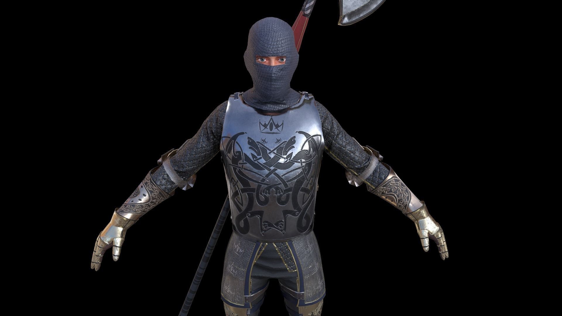 TAB Medieval Knight - 3 Low-poly 3D model_9