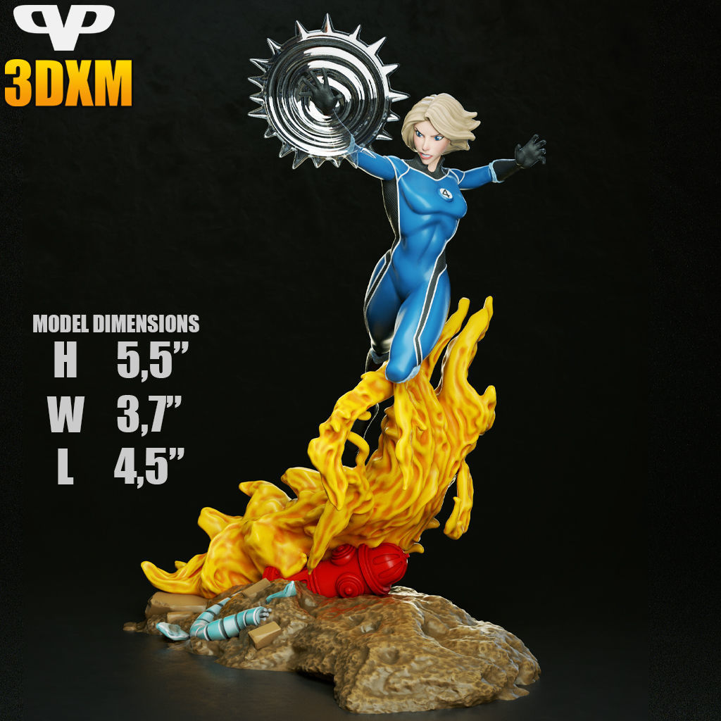 Invisible Woman STL for 3D Printing ChibiSTL 3DXM 3D print model_5