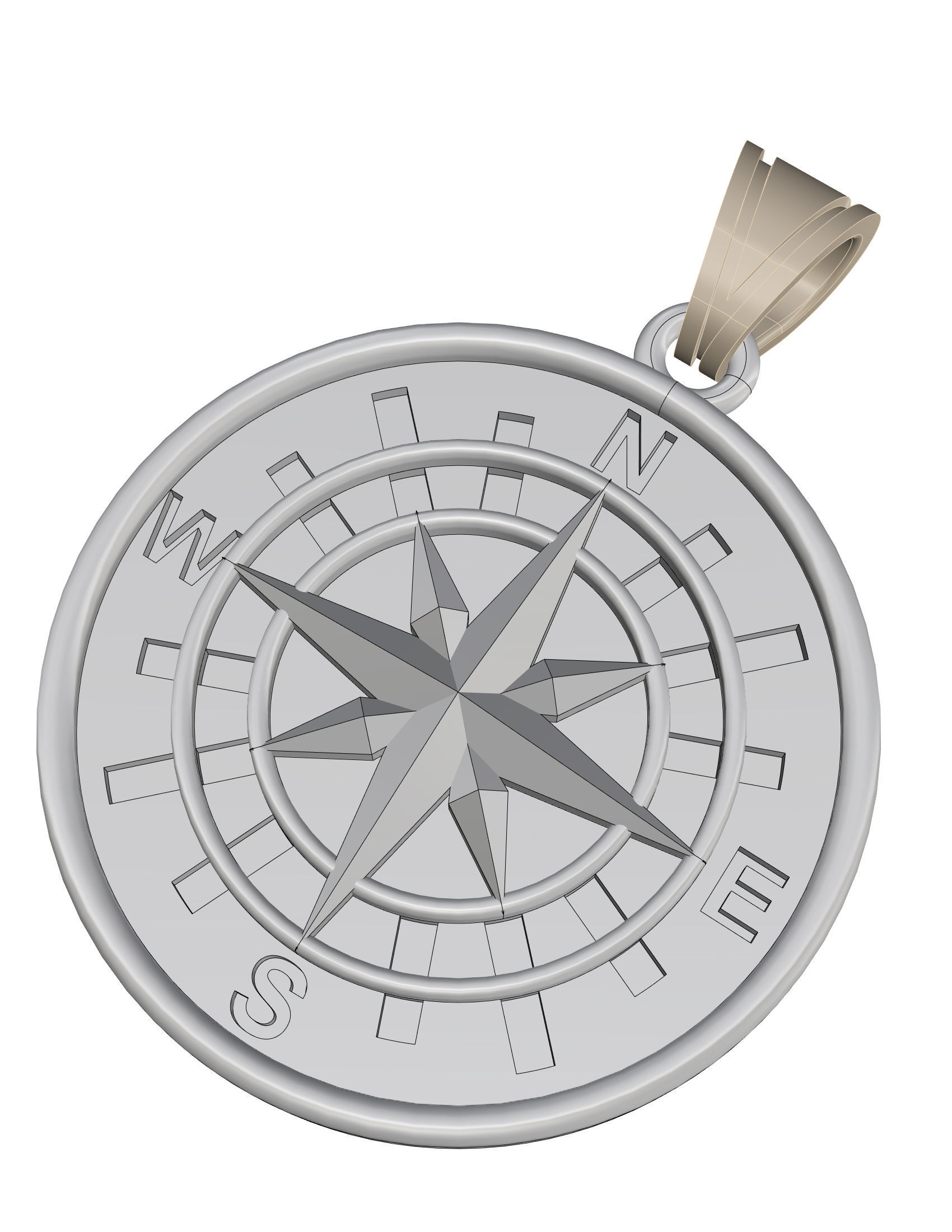 Compass Pendant 3D print model_3