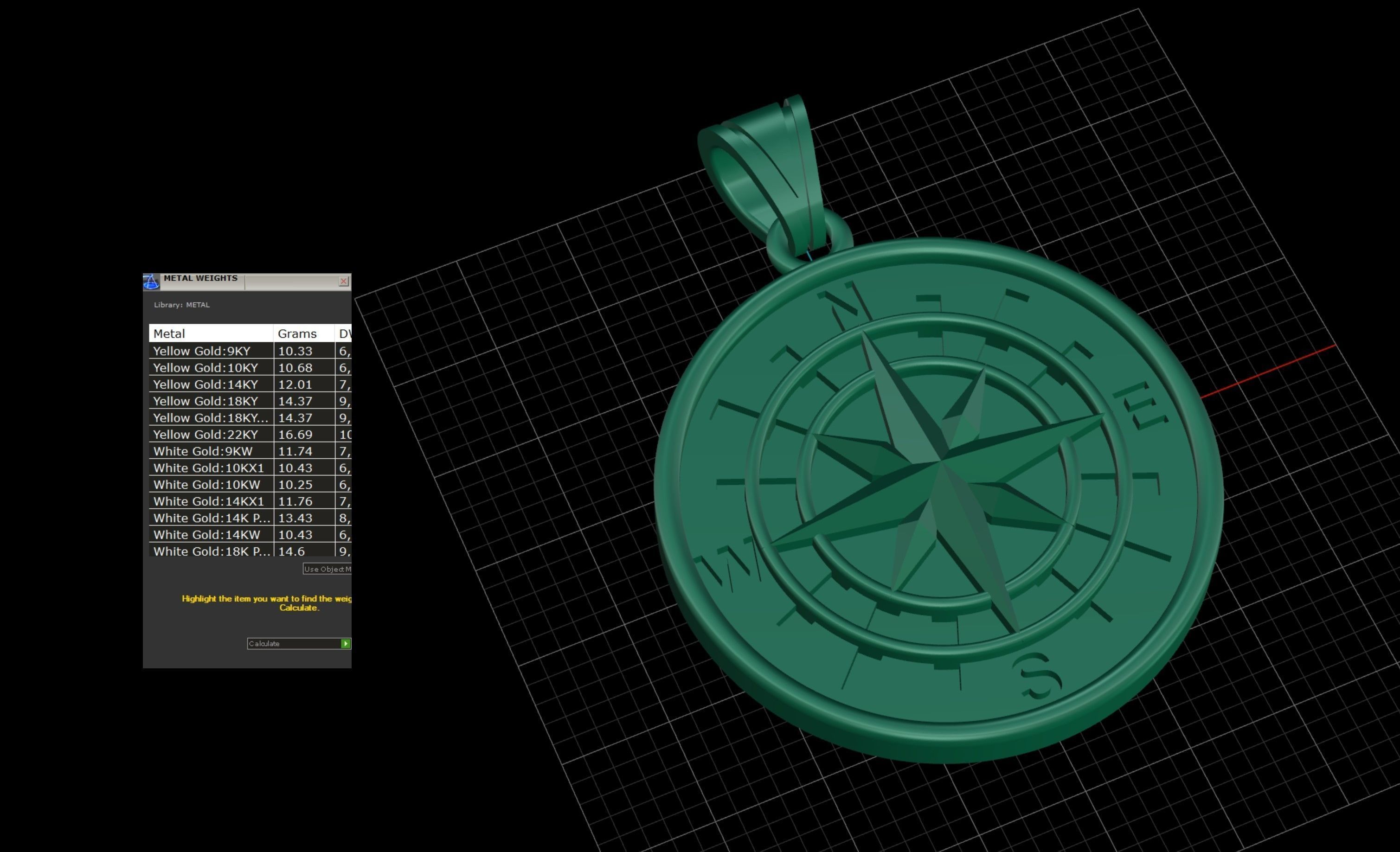 Compass Pendant 3D print model_22