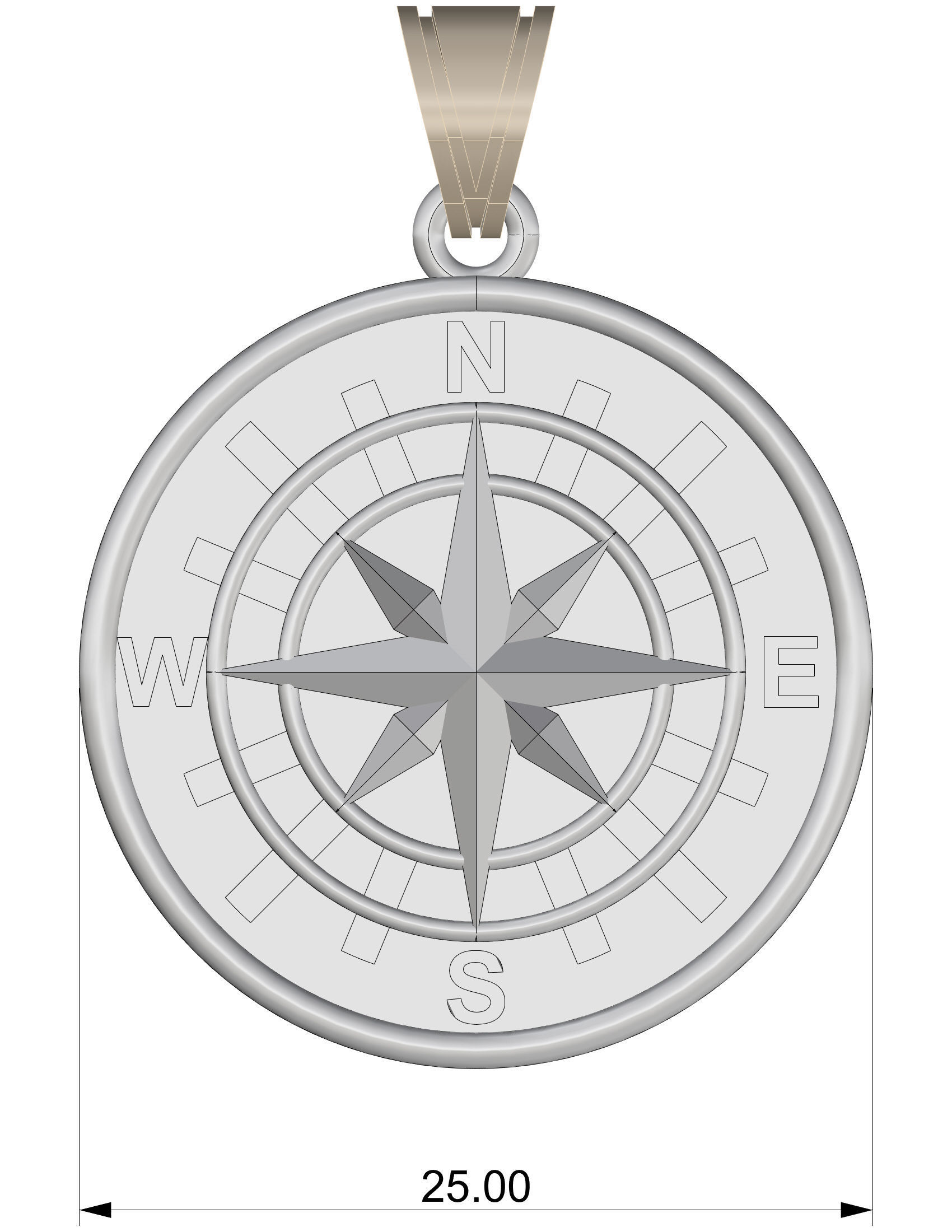Compass Pendant 3D print model_5