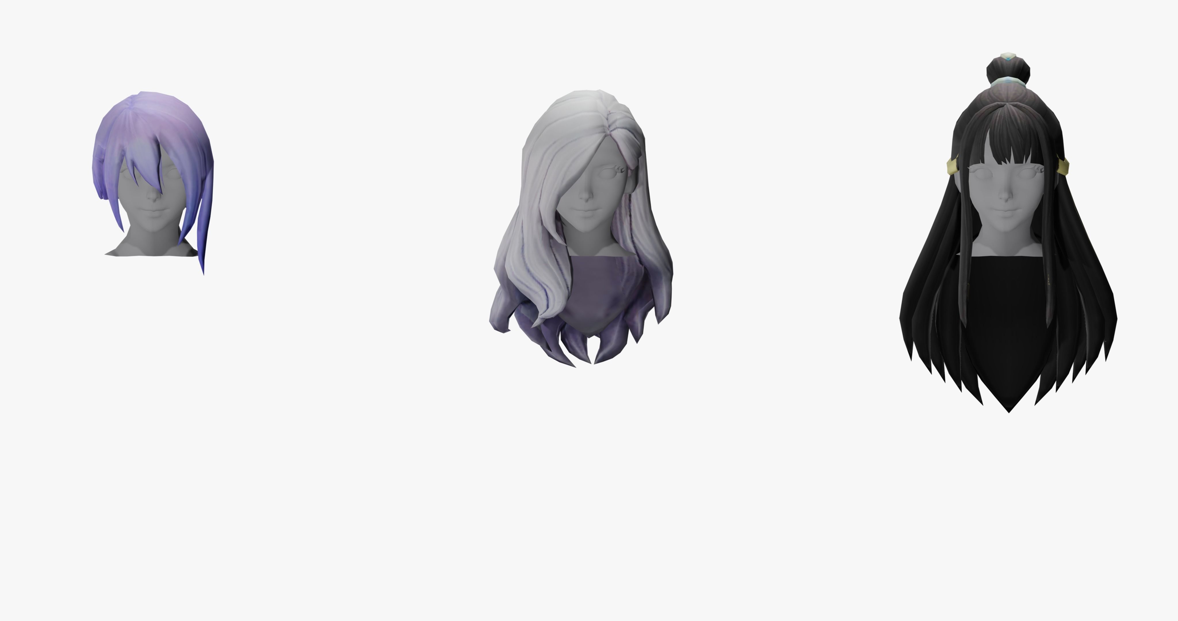 20 STYLIZED FEMALE HAIR MODELS PACK 7 - LOW POLY Low-poly 3D model_10