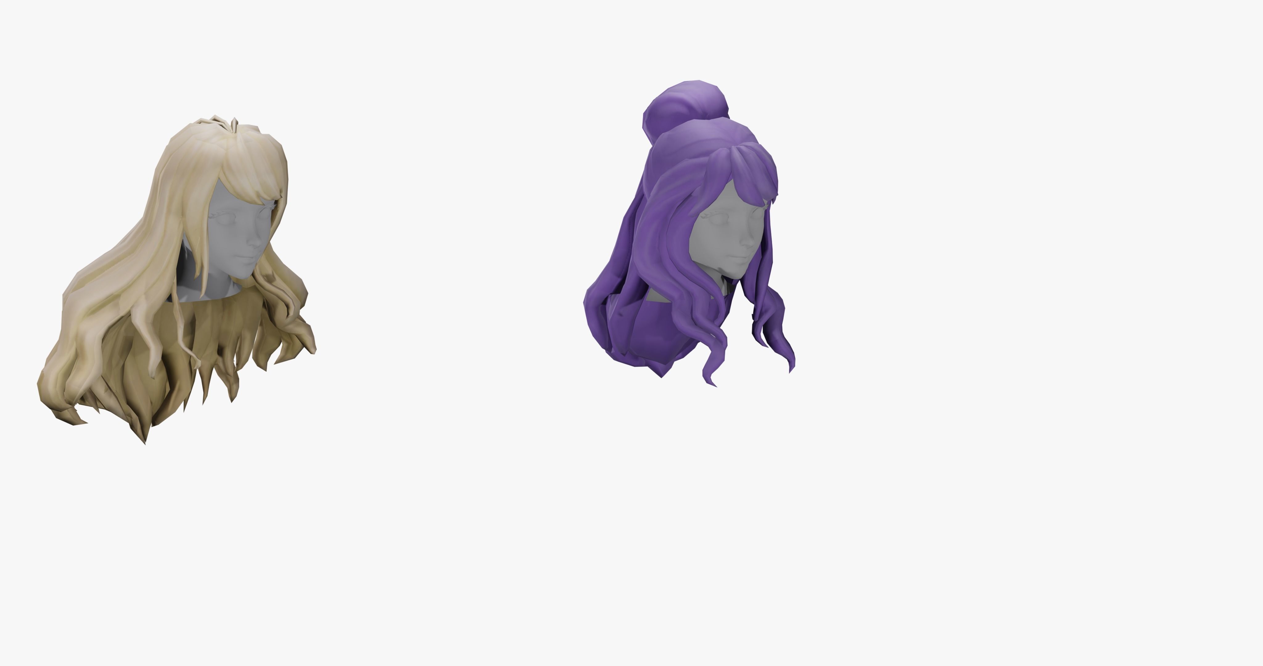 20 STYLIZED FEMALE HAIR MODELS PACK 7 - LOW POLY Low-poly 3D model_20