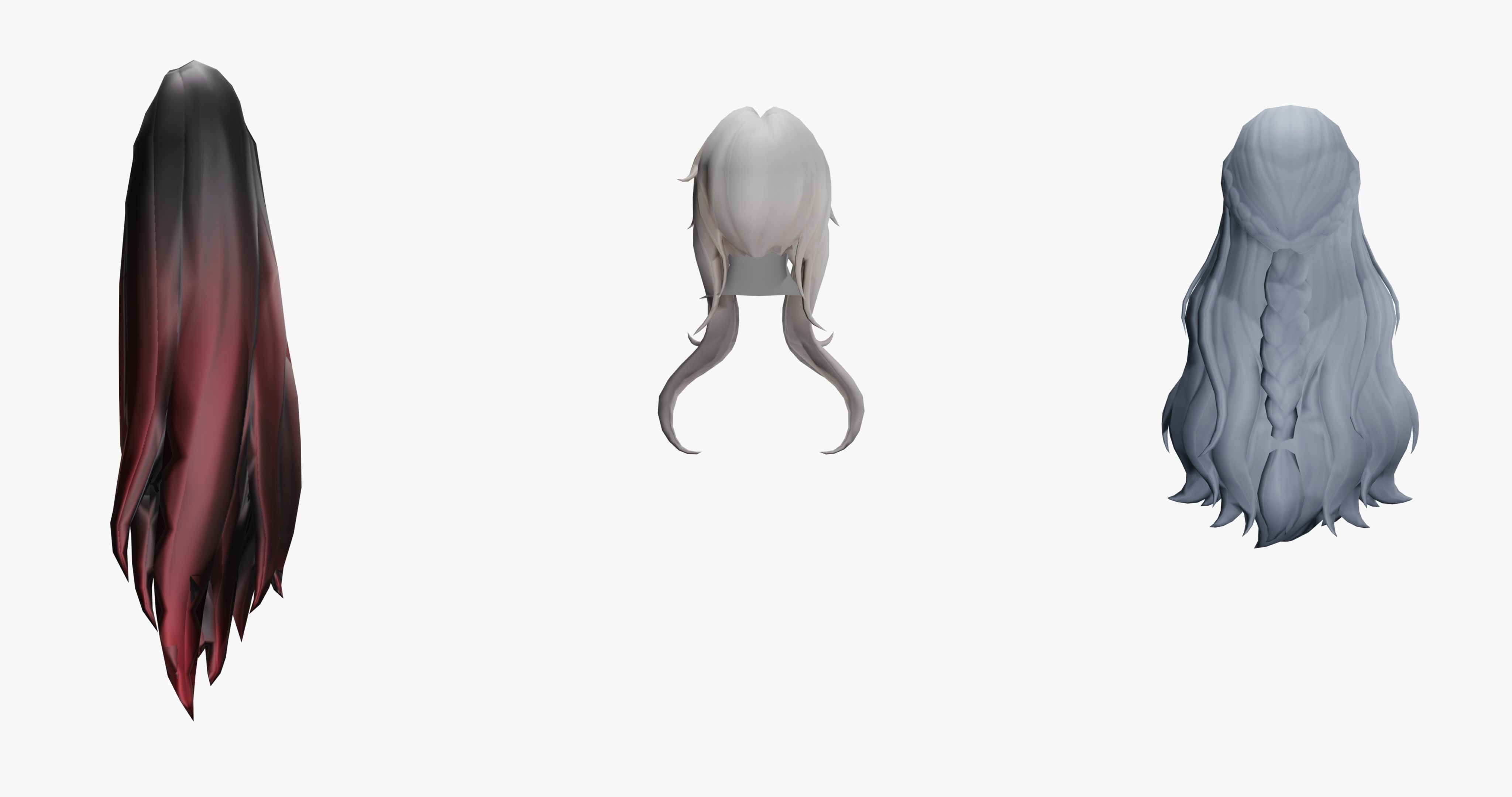 20 STYLIZED FEMALE HAIR MODELS PACK 7 - LOW POLY Low-poly 3D model_3