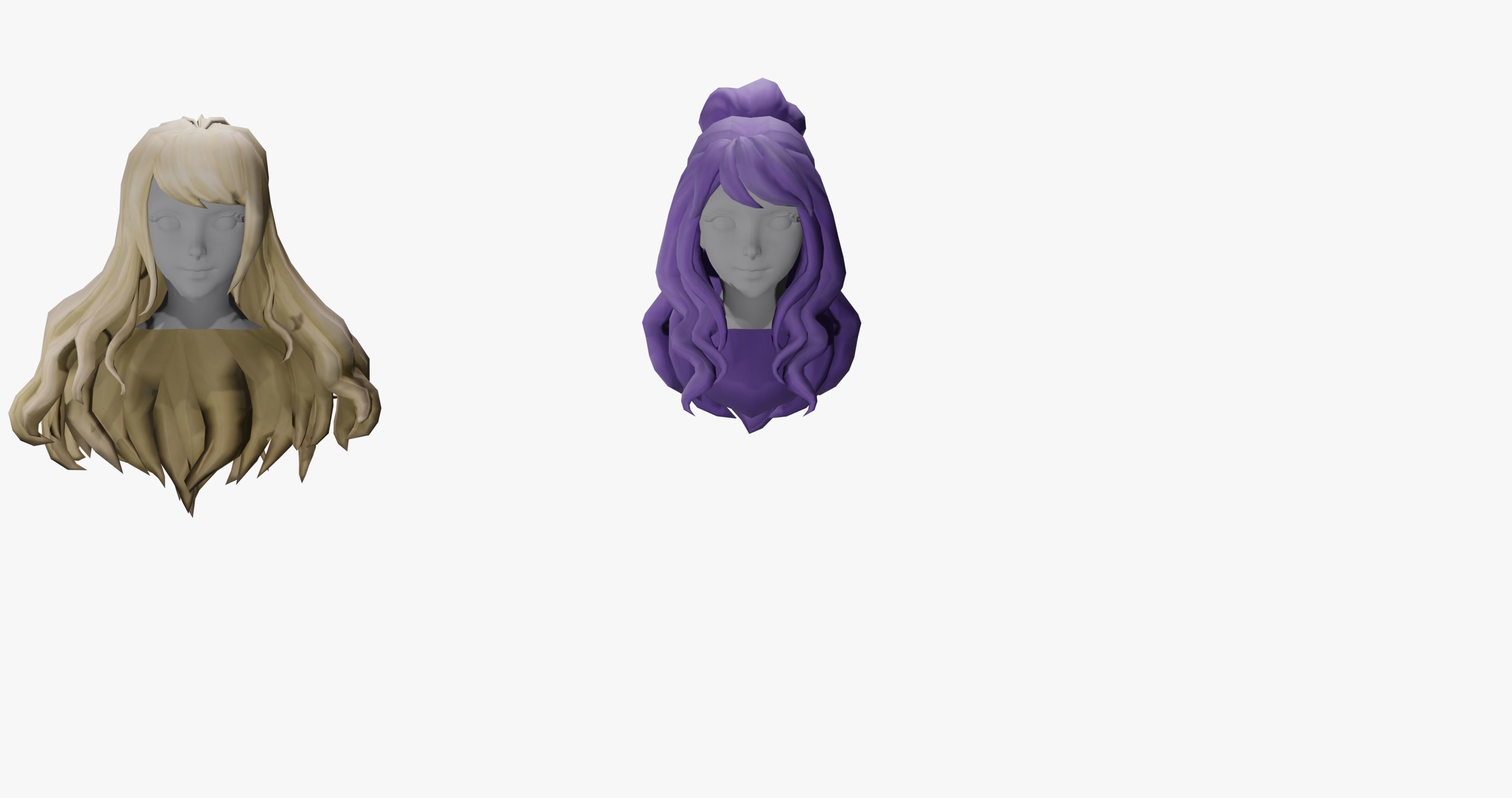 20 STYLIZED FEMALE HAIR MODELS PACK 7 - LOW POLY Low-poly 3D model_19