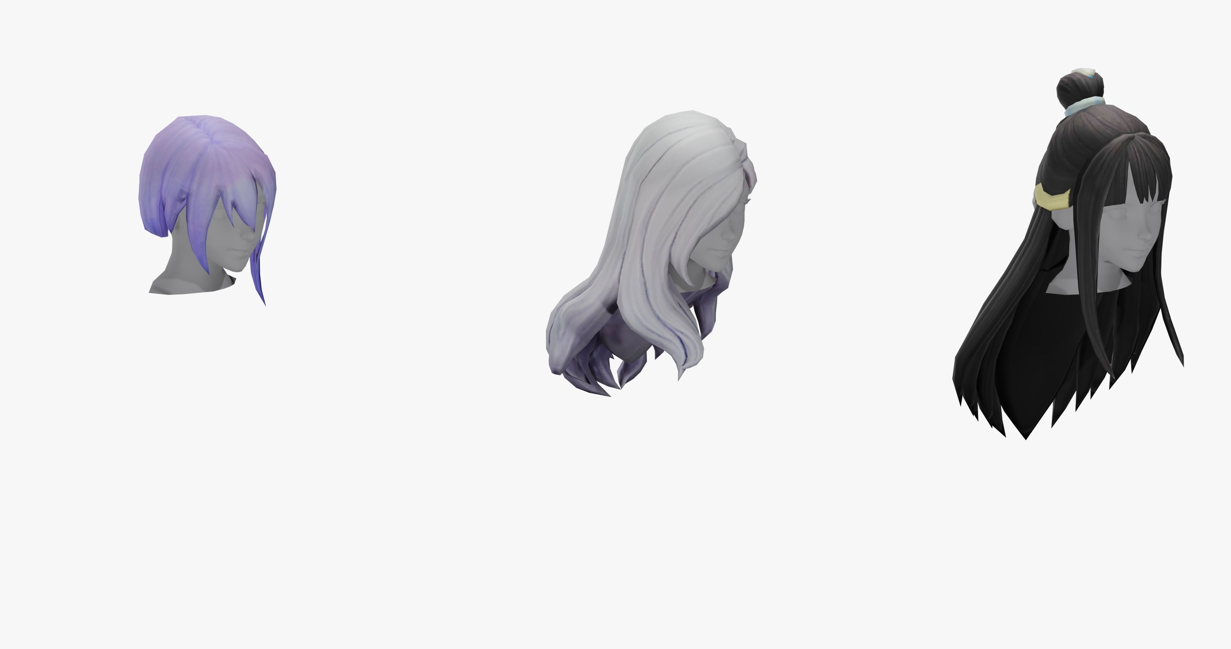 20 STYLIZED FEMALE HAIR MODELS PACK 7 - LOW POLY Low-poly 3D model_11