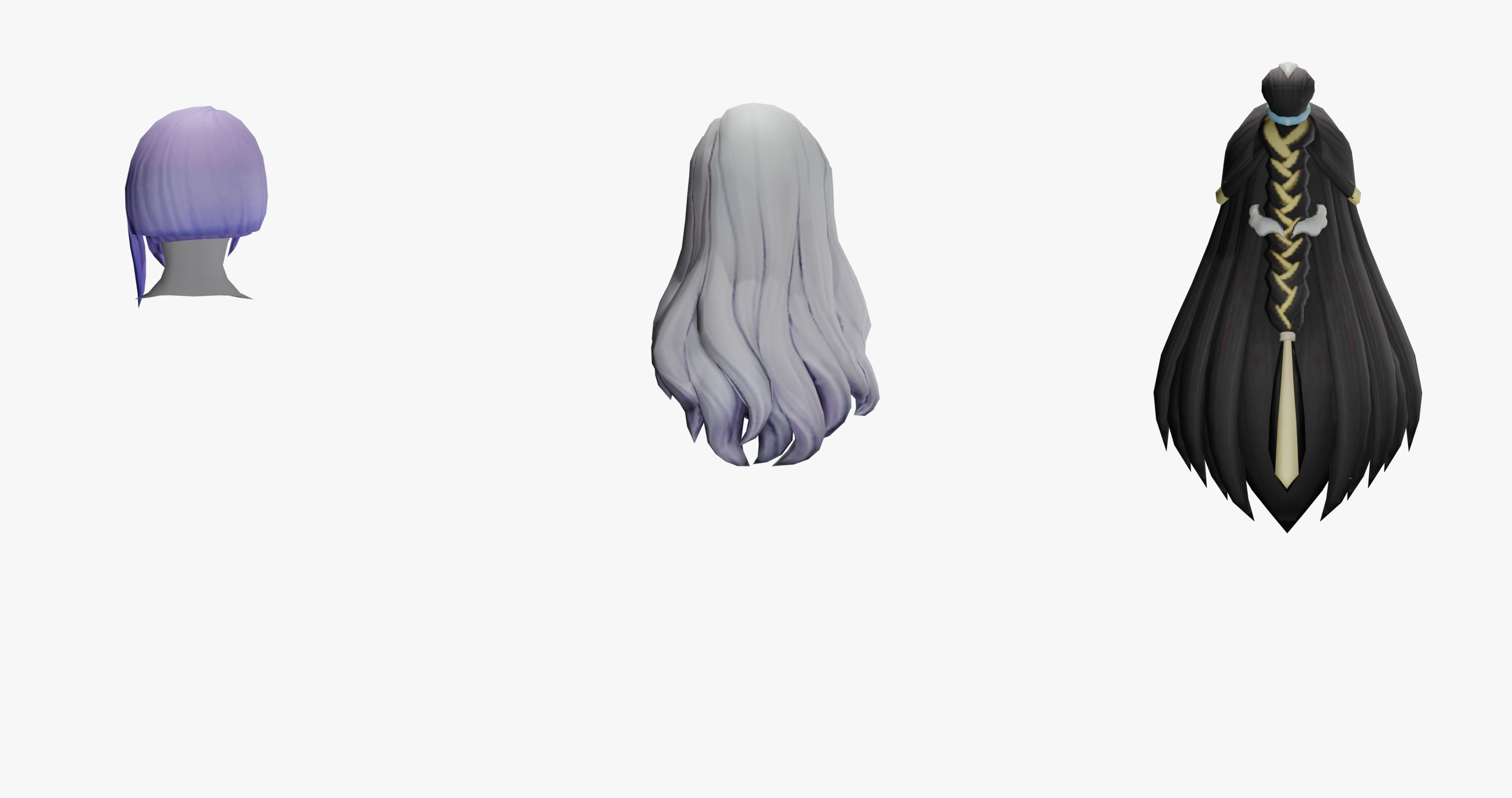 20 STYLIZED FEMALE HAIR MODELS PACK 7 - LOW POLY Low-poly 3D model_12