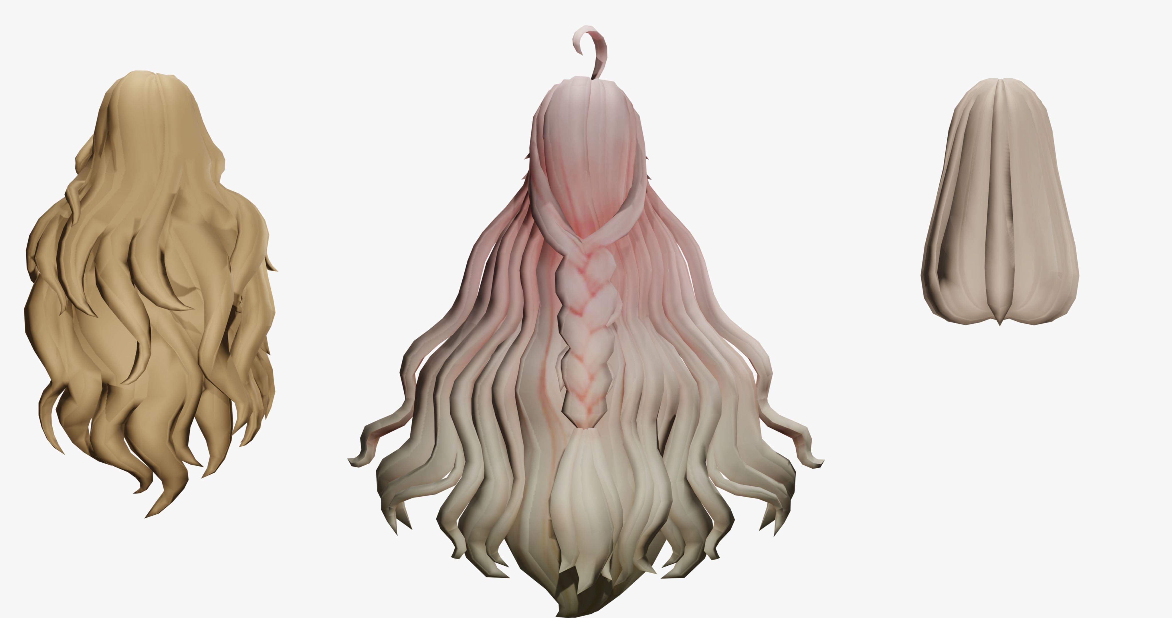 20 STYLIZED FEMALE HAIR MODELS PACK 7 - LOW POLY Low-poly 3D model_15