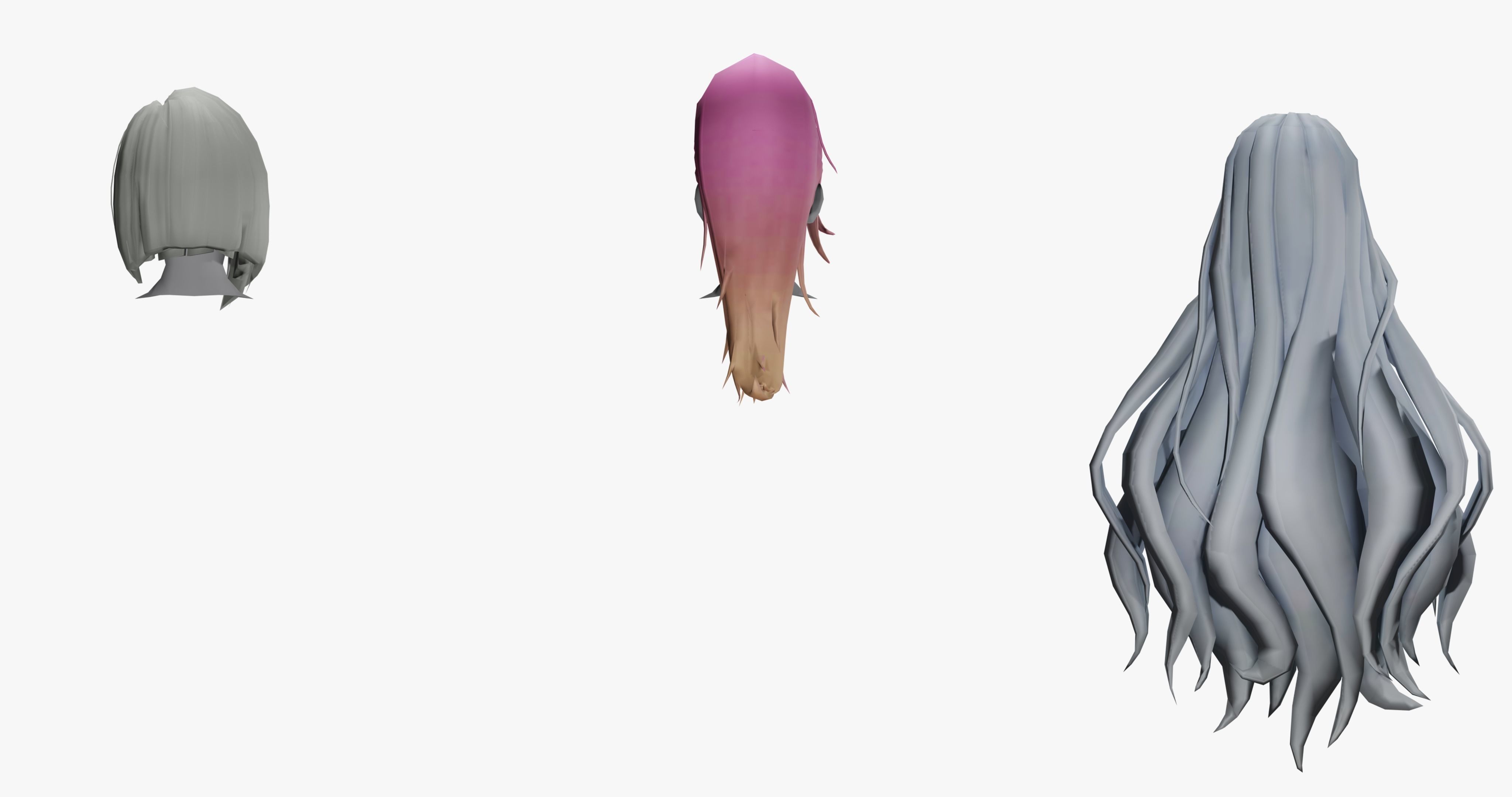 20 STYLIZED FEMALE HAIR MODELS PACK 7 - LOW POLY Low-poly 3D model_6