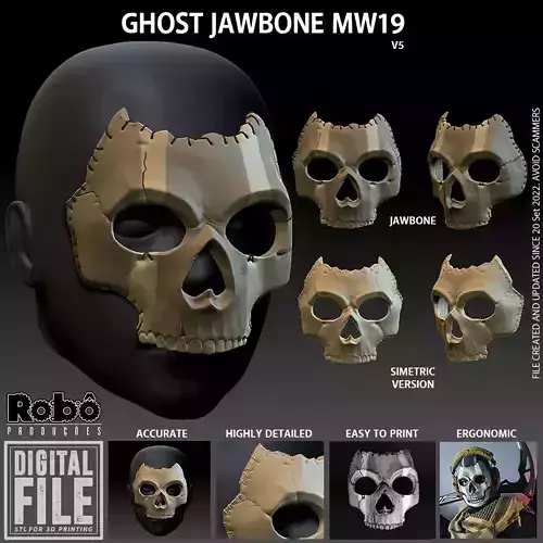 GHOST JAWBONE MW19 MASK CALL OF DUTY - MODERN WARFARE - WARZONE 3D print model