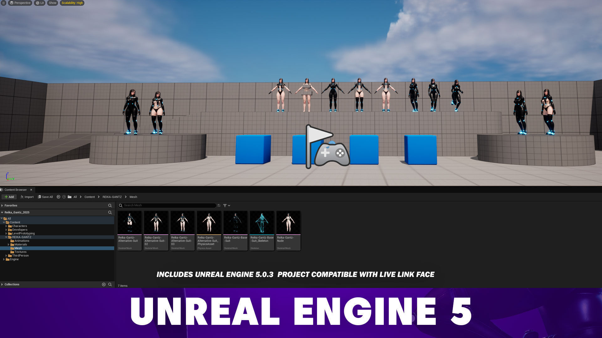 Reika - Gantz - Game Ready 3D model - UE5 Low-poly 3D model_9