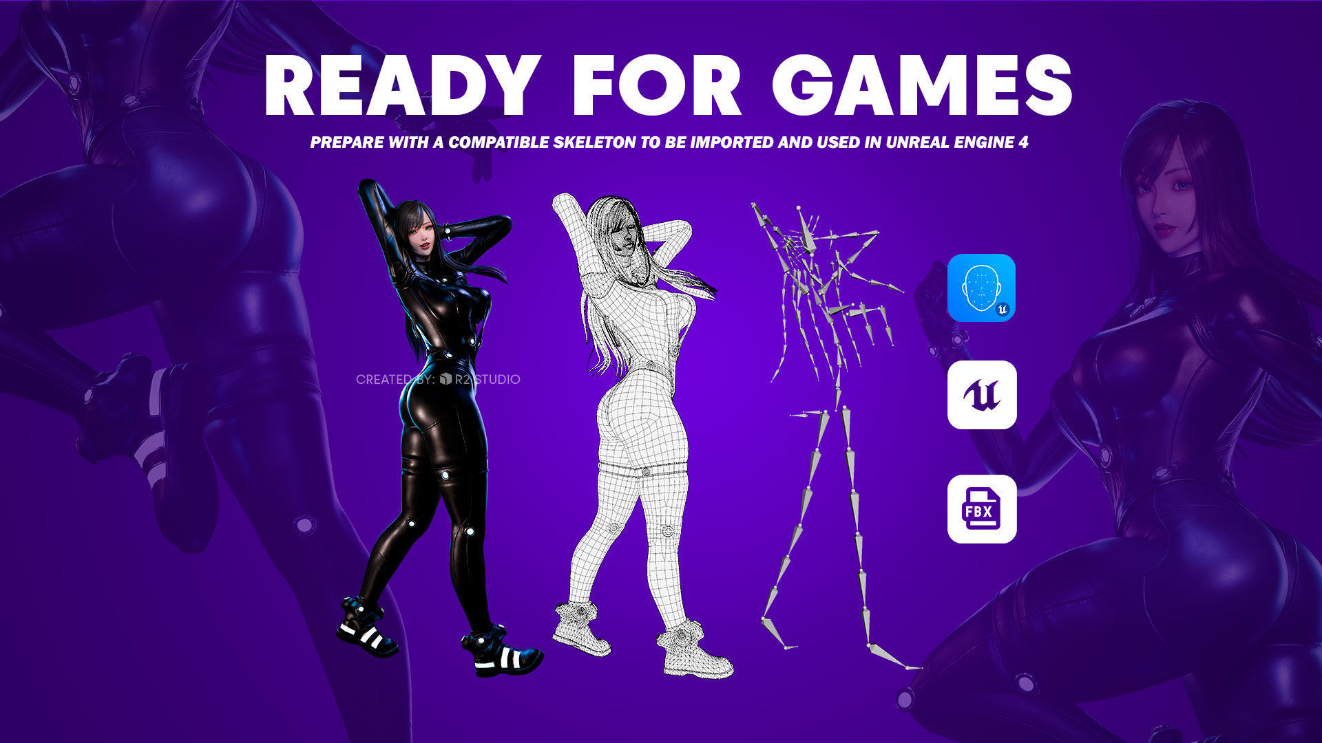 Reika - Gantz - Game Ready 3D model - UE5 Low-poly 3D model_6