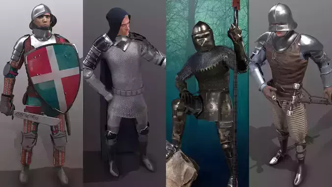 TAB Medieval Knights Pack - 1 Low-poly 3D model