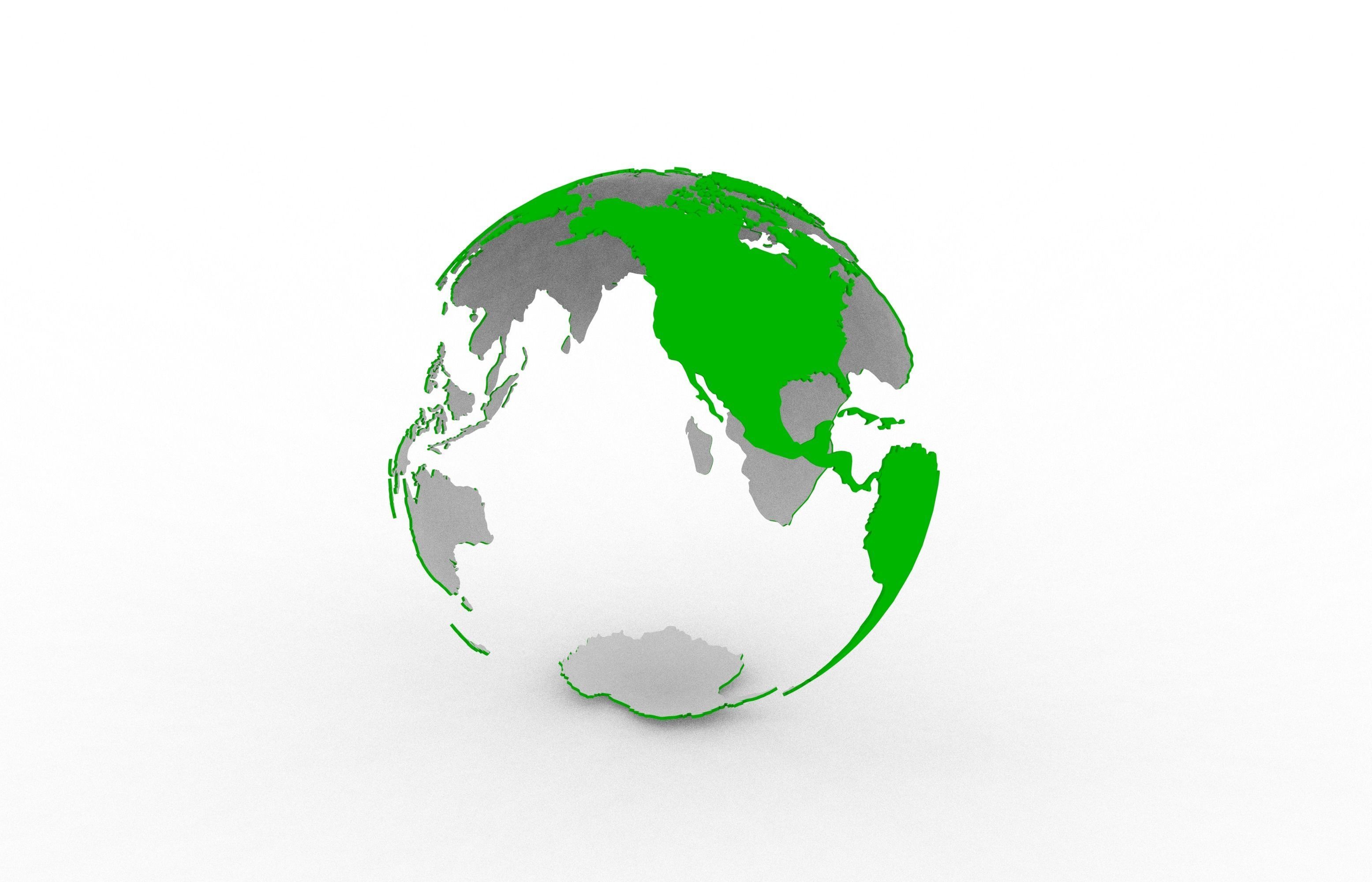 Earth continents 3D print model_19