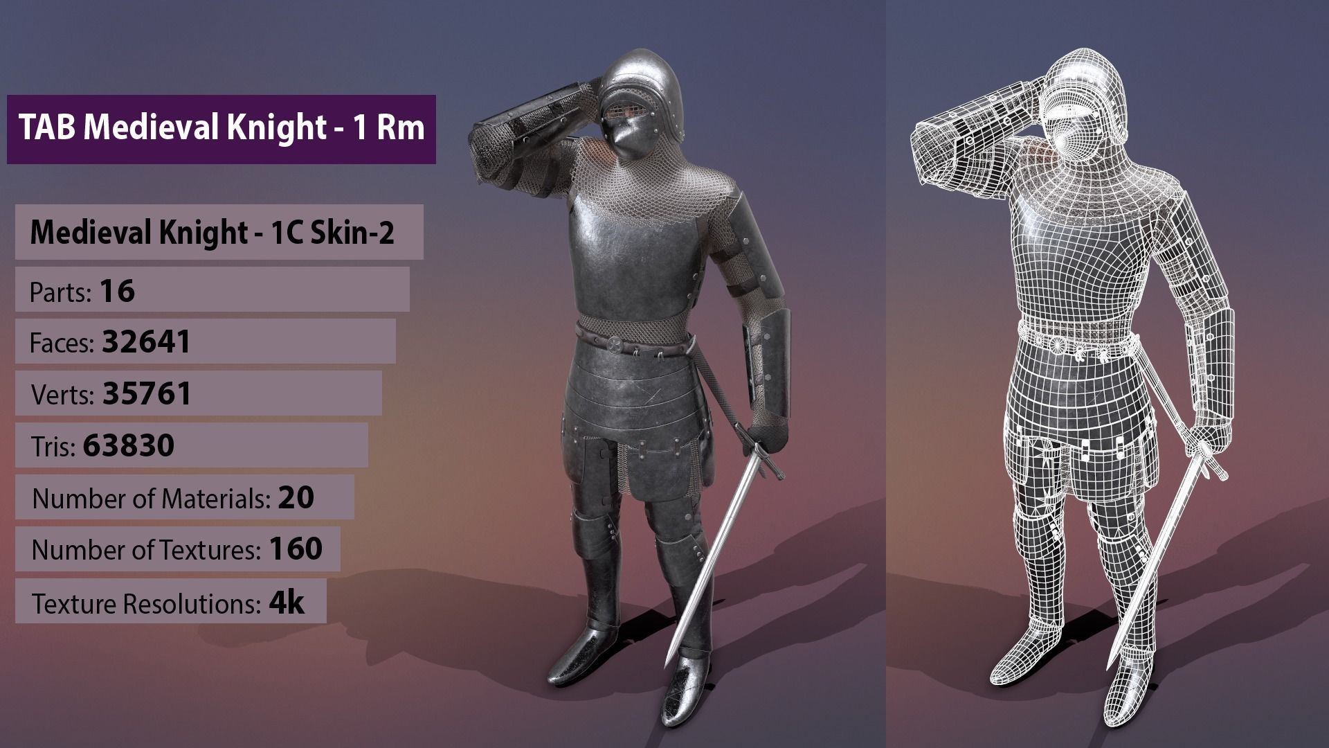 TAB Medieval Knight - 1 Rm Low-poly 3D model_14