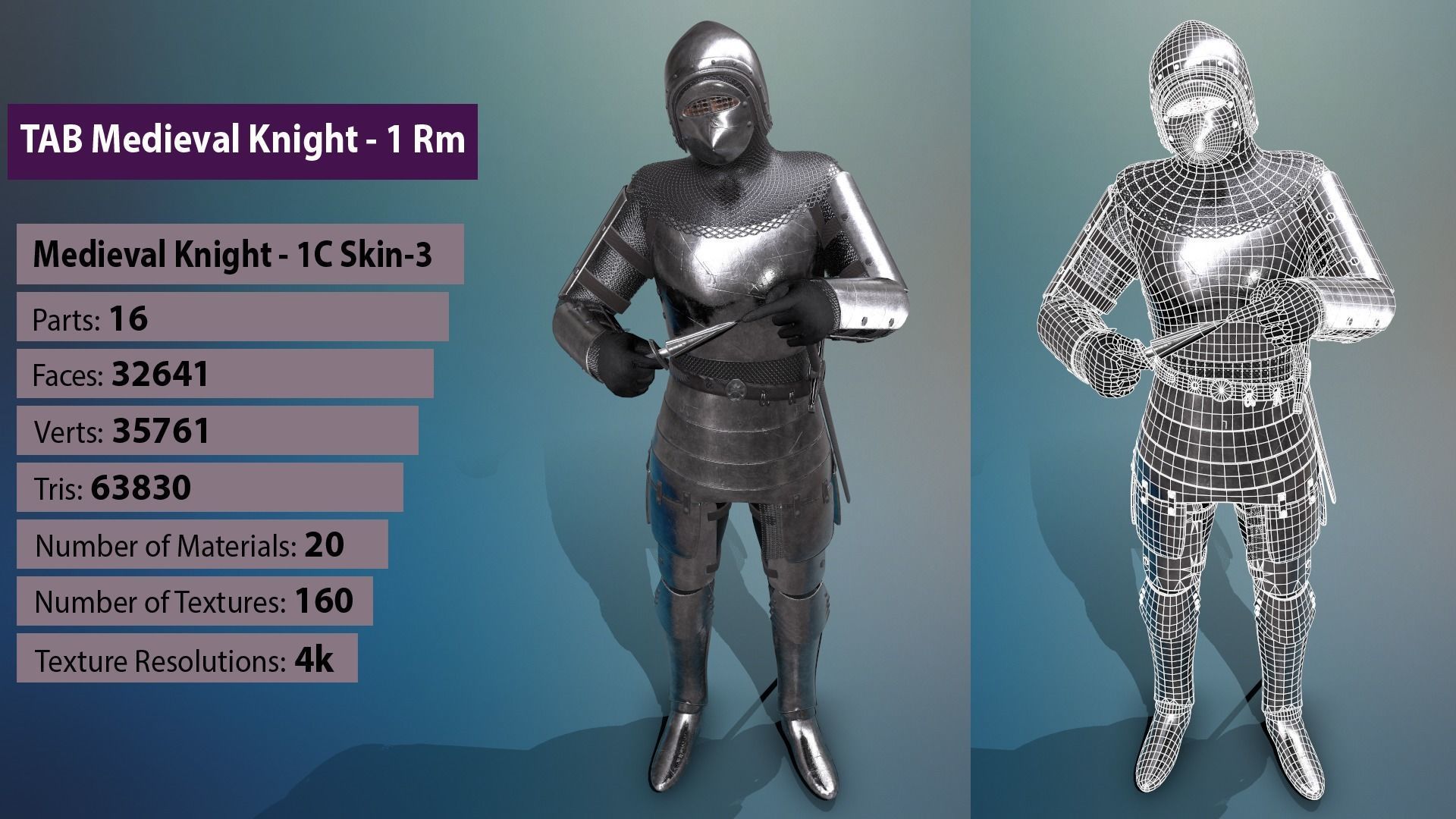 TAB Medieval Knight - 1 Rm Low-poly 3D model_15