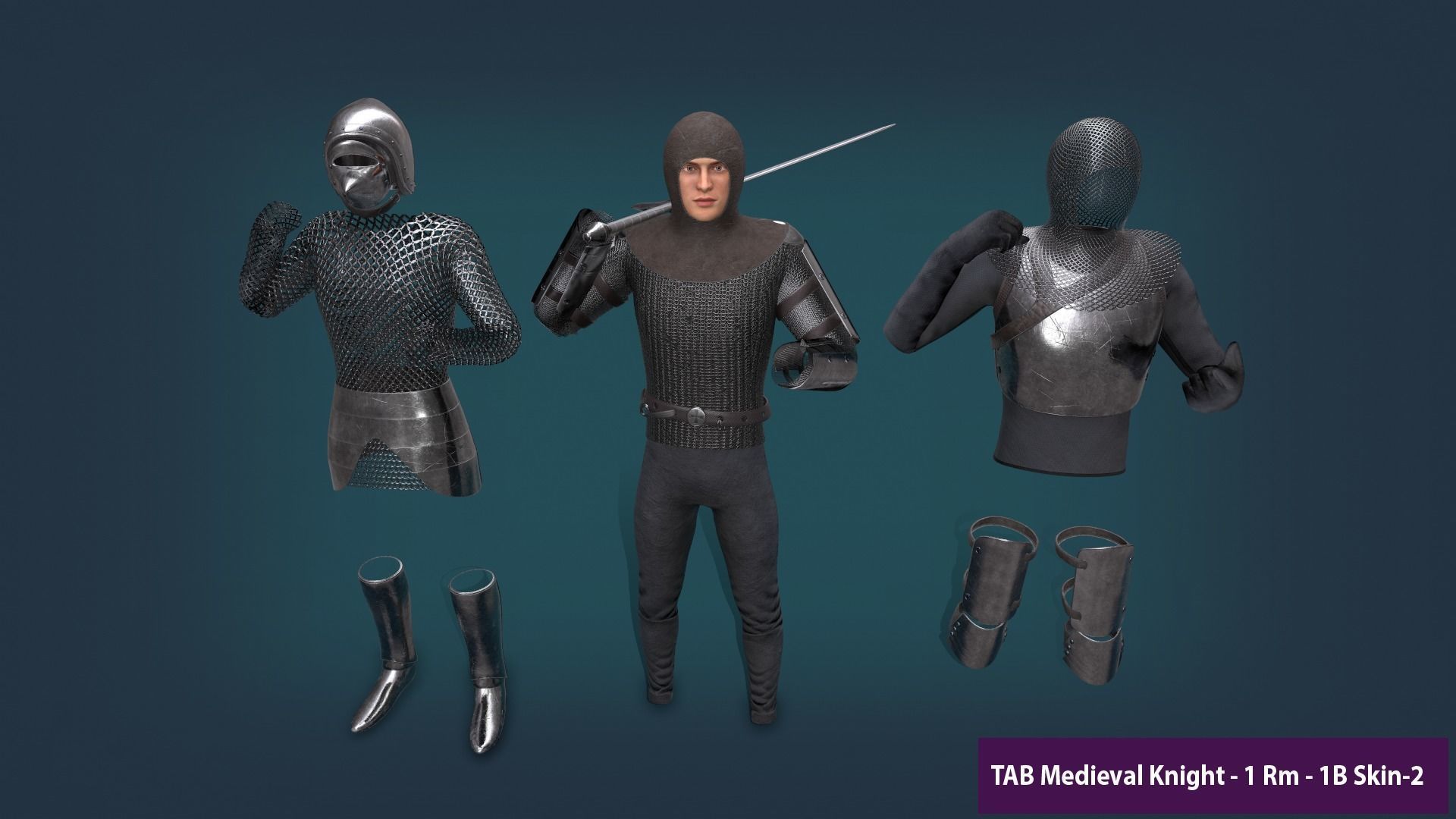 TAB Medieval Knight - 1 Rm Low-poly 3D model_22