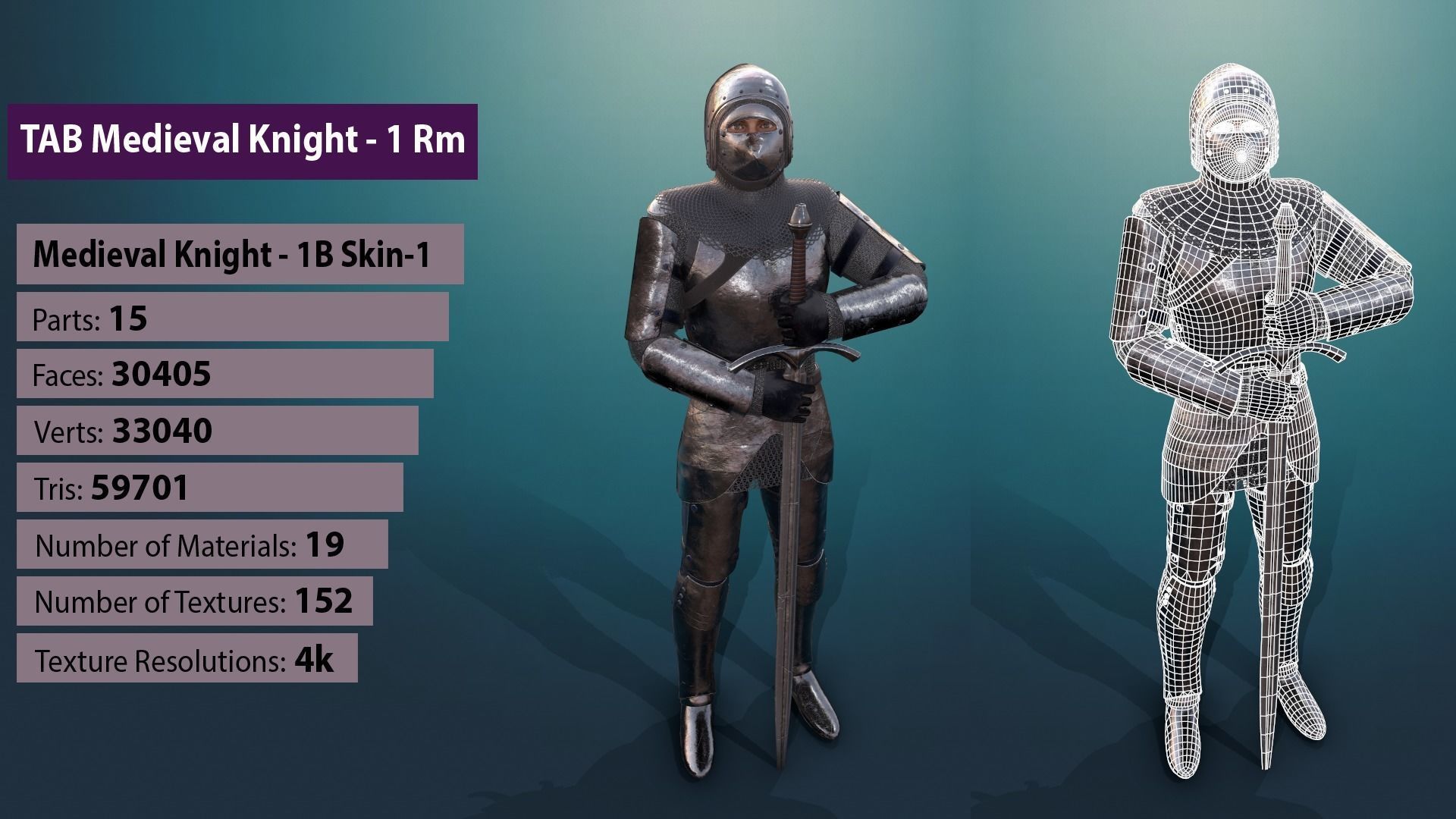 TAB Medieval Knight - 1 Rm Low-poly 3D model_11