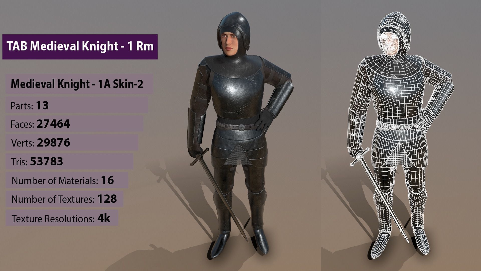 TAB Medieval Knight - 1 Rm Low-poly 3D model_10
