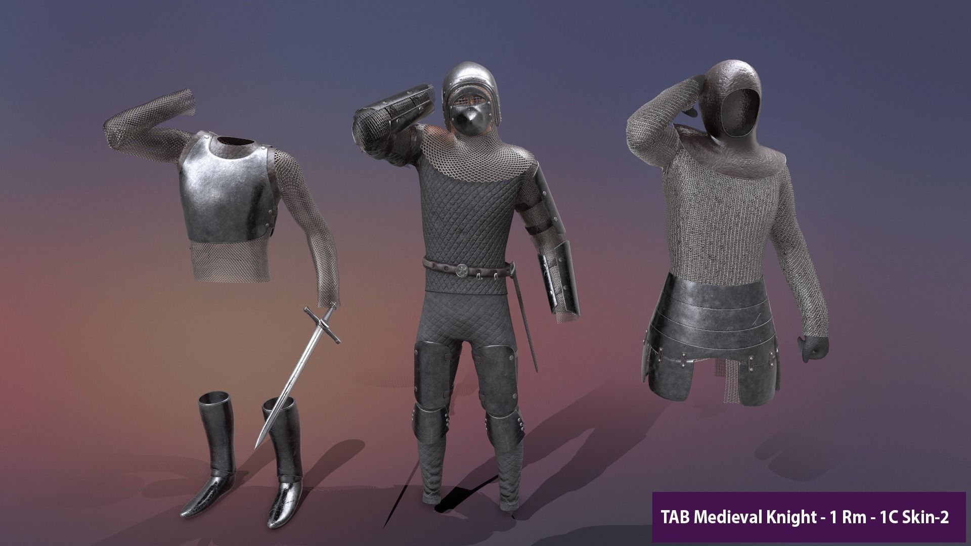 TAB Medieval Knight - 1 Rm Low-poly 3D model_26