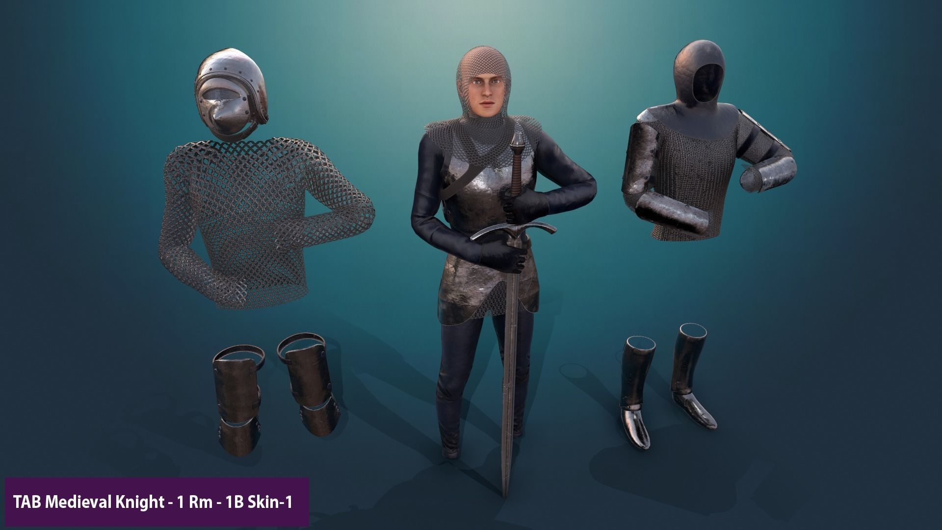 TAB Medieval Knight - 1 Rm Low-poly 3D model_20