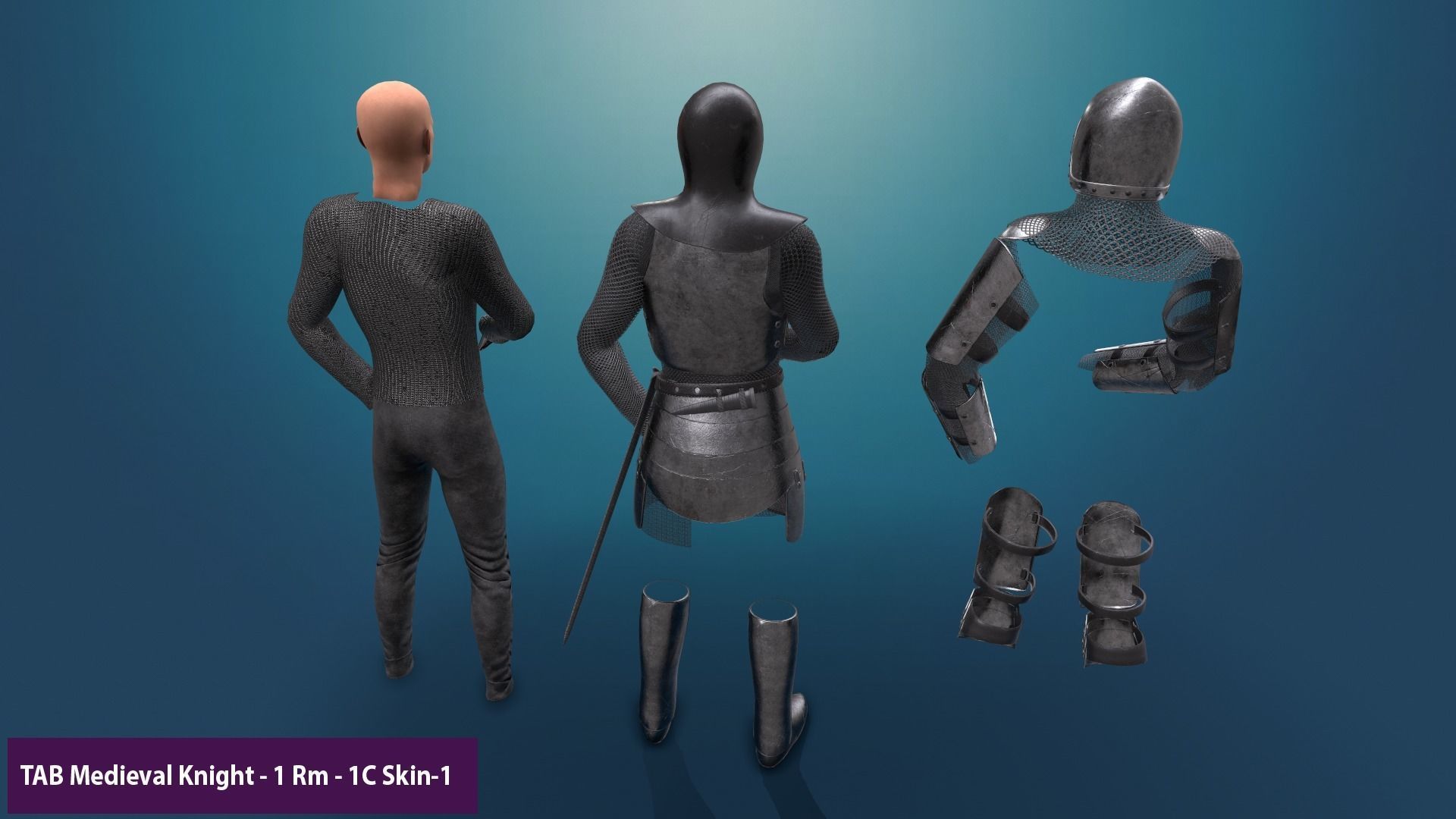 TAB Medieval Knight - 1 Rm Low-poly 3D model_25