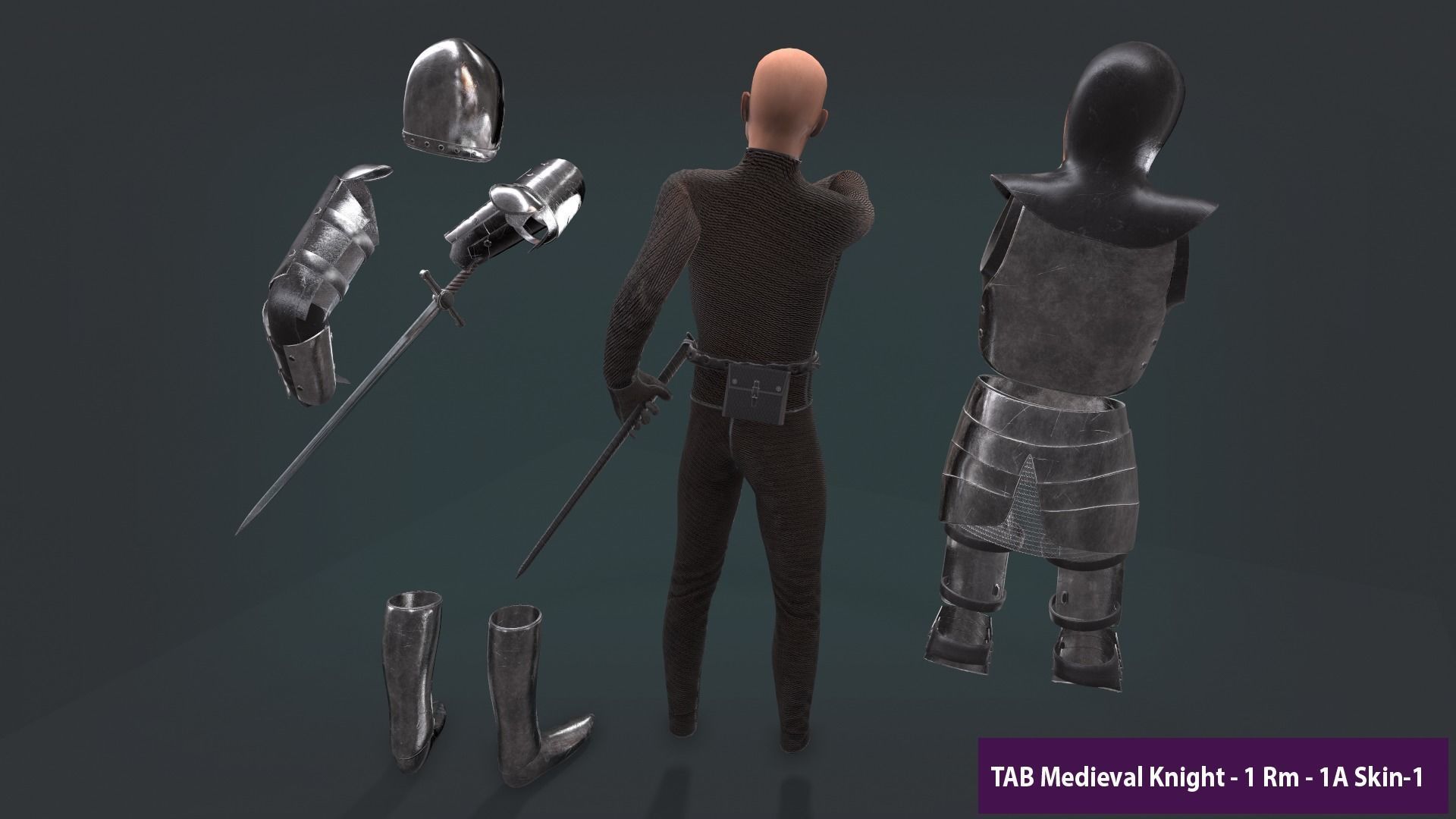 TAB Medieval Knight - 1 Rm Low-poly 3D model_17