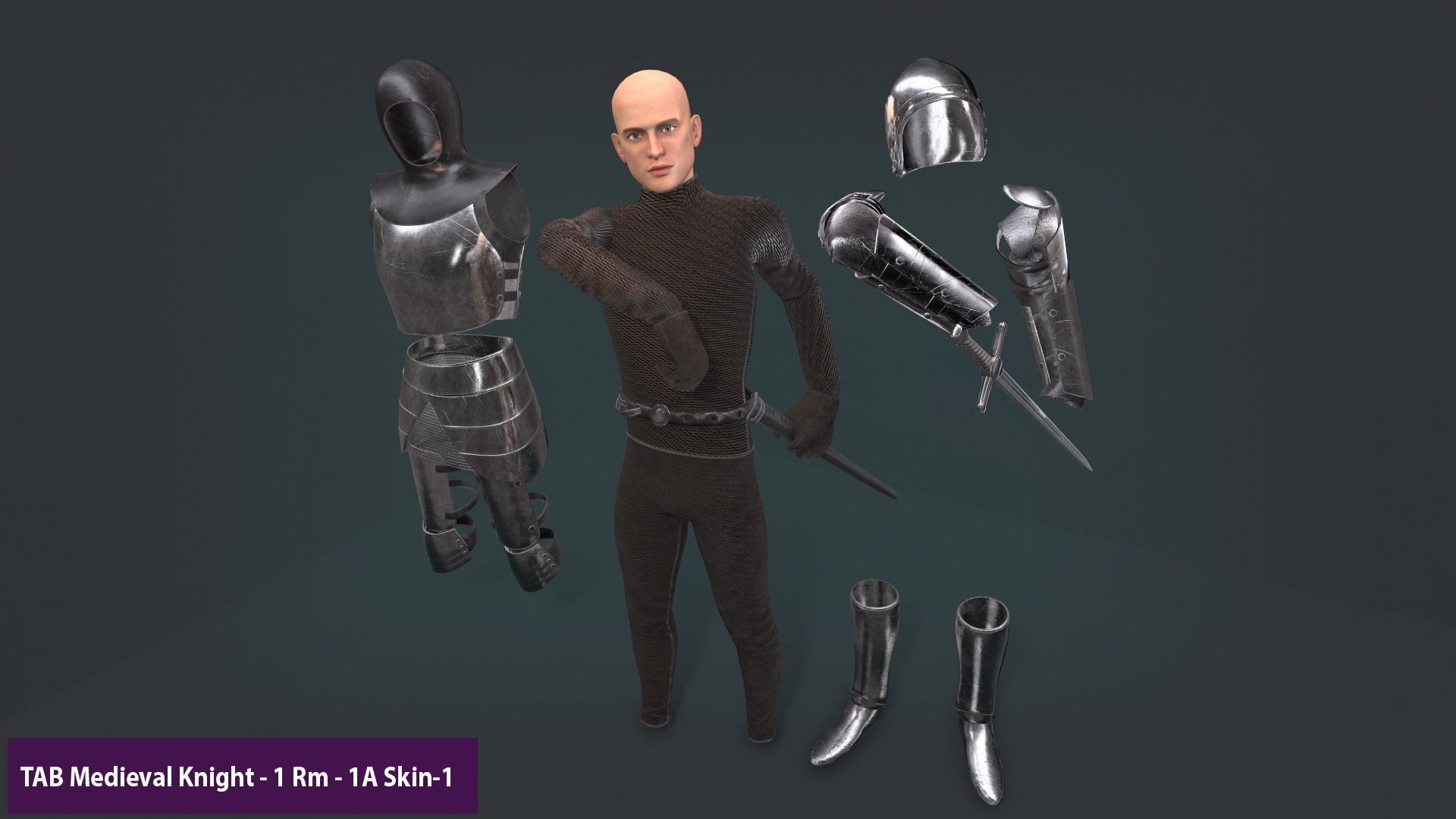 TAB Medieval Knight - 1 Rm Low-poly 3D model_16