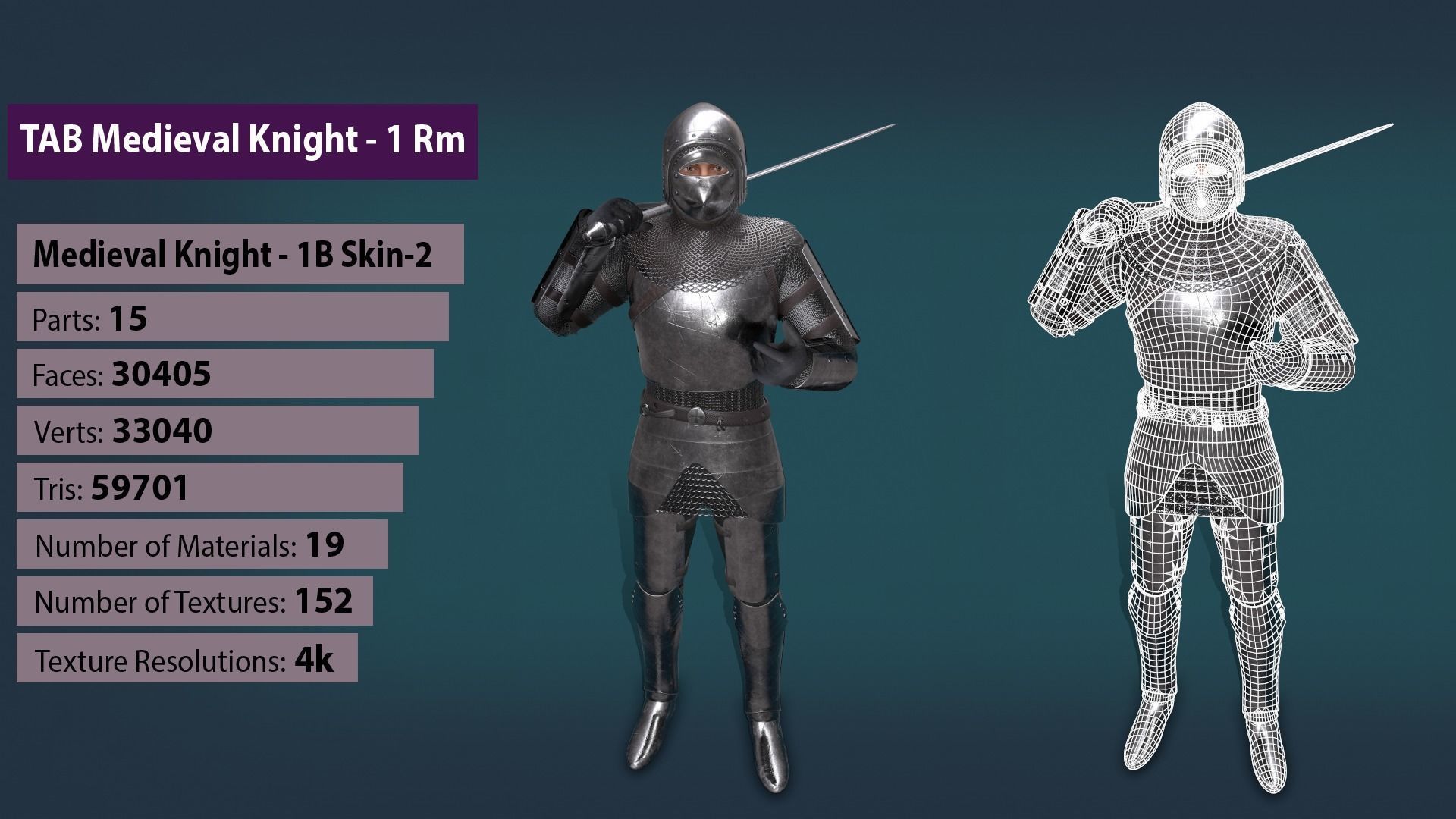 TAB Medieval Knight - 1 Rm Low-poly 3D model_12