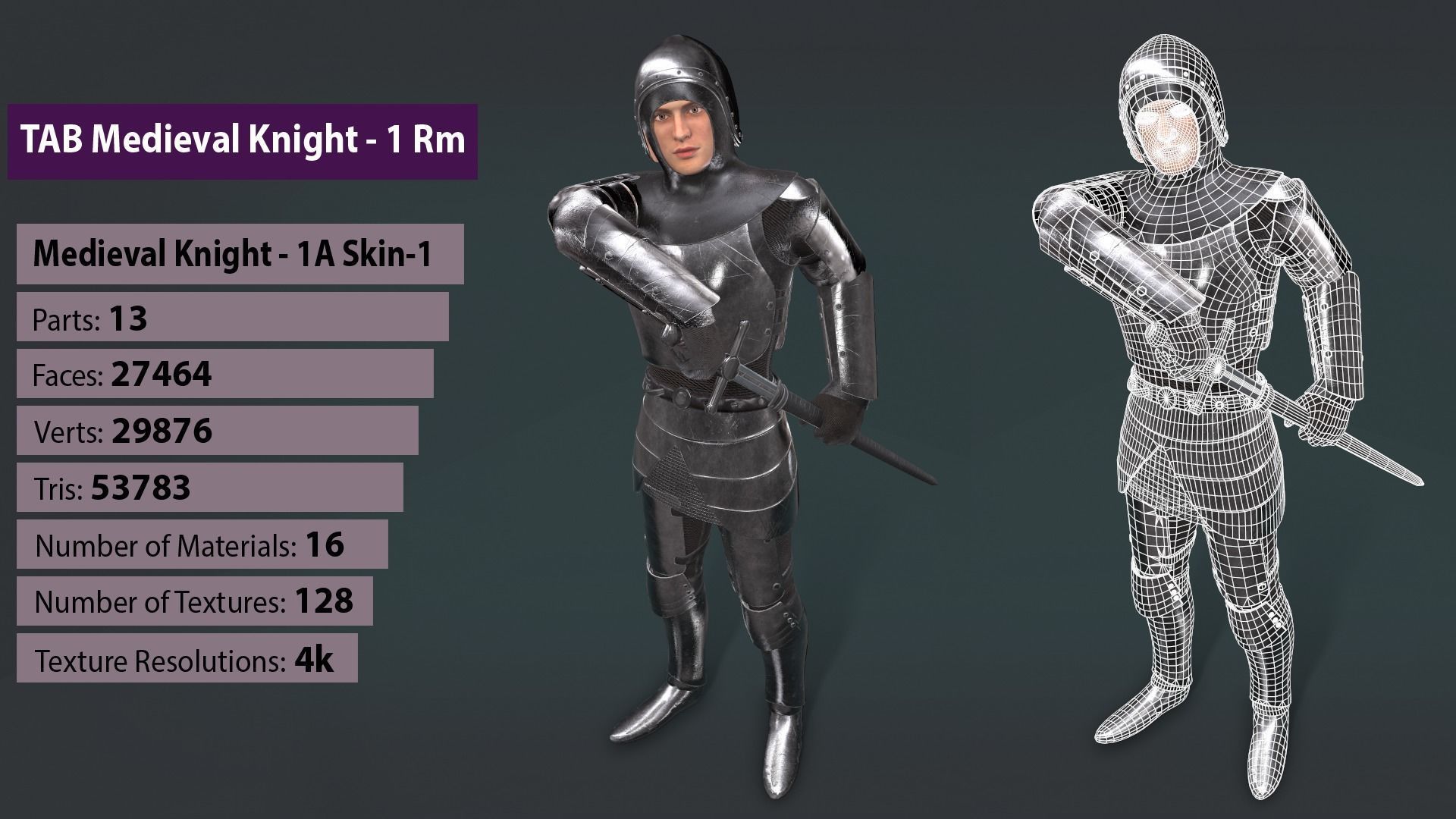 TAB Medieval Knight - 1 Rm Low-poly 3D model_9