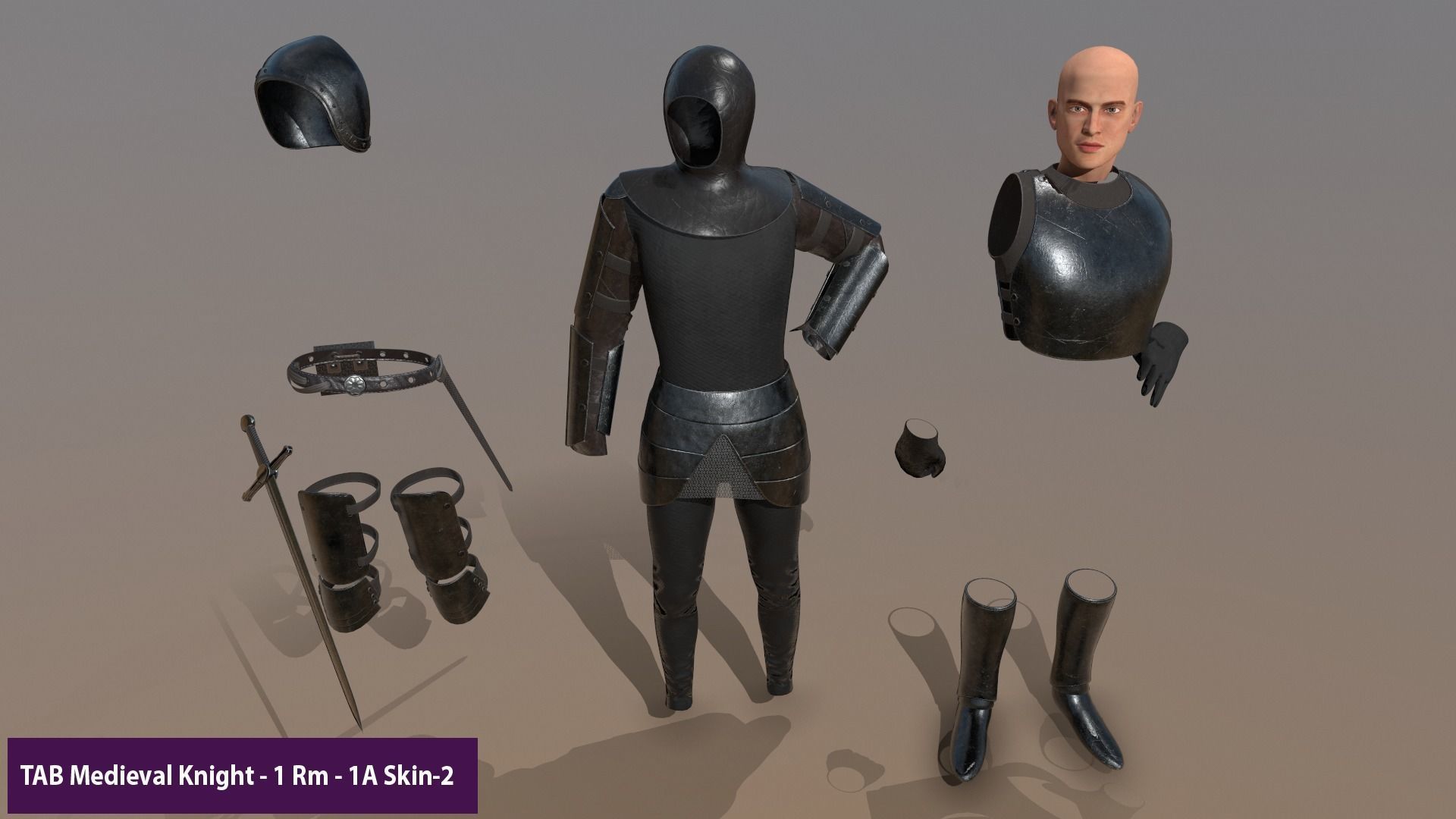 TAB Medieval Knight - 1 Rm Low-poly 3D model_18