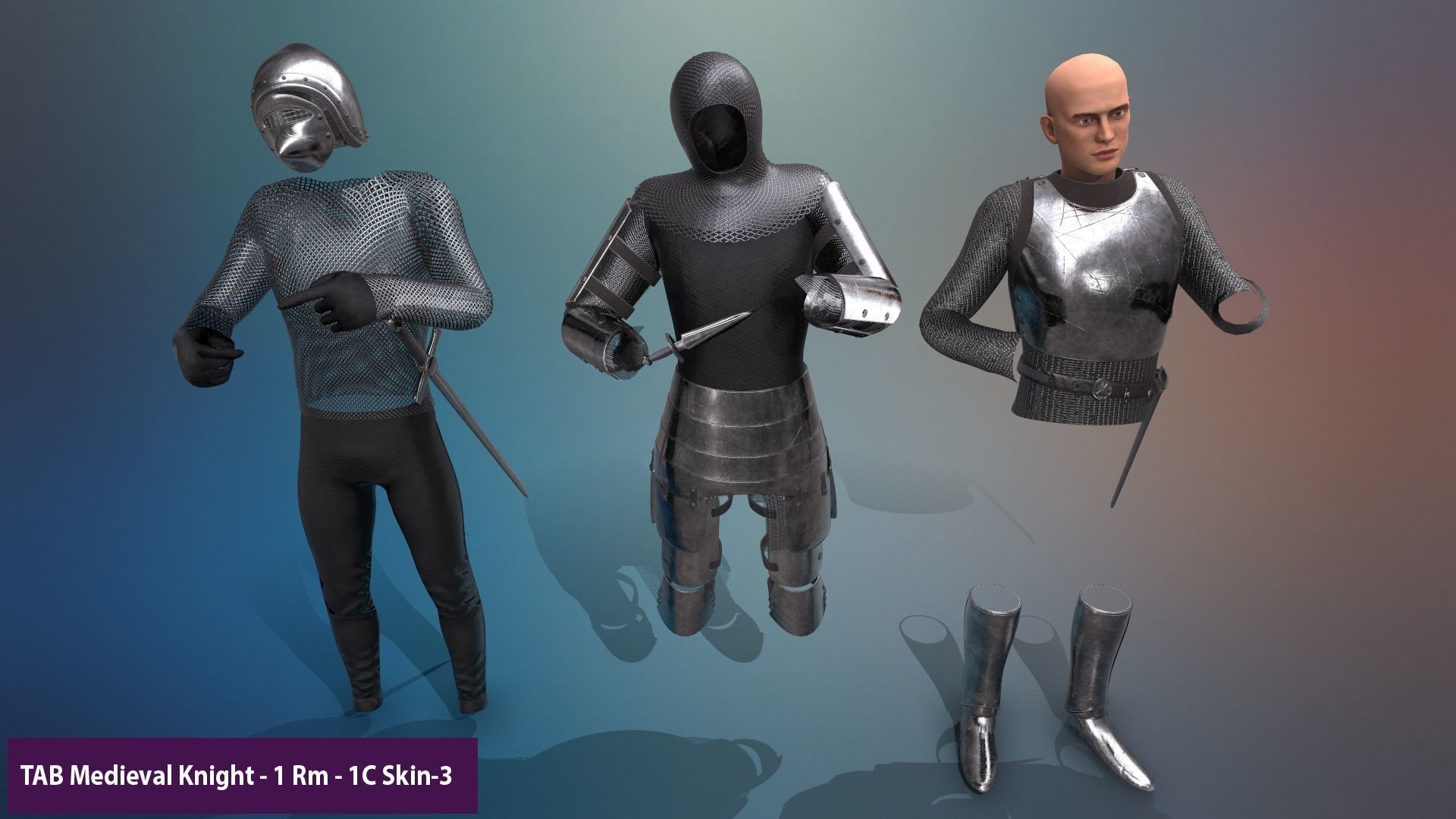 TAB Medieval Knight - 1 Rm Low-poly 3D model_28