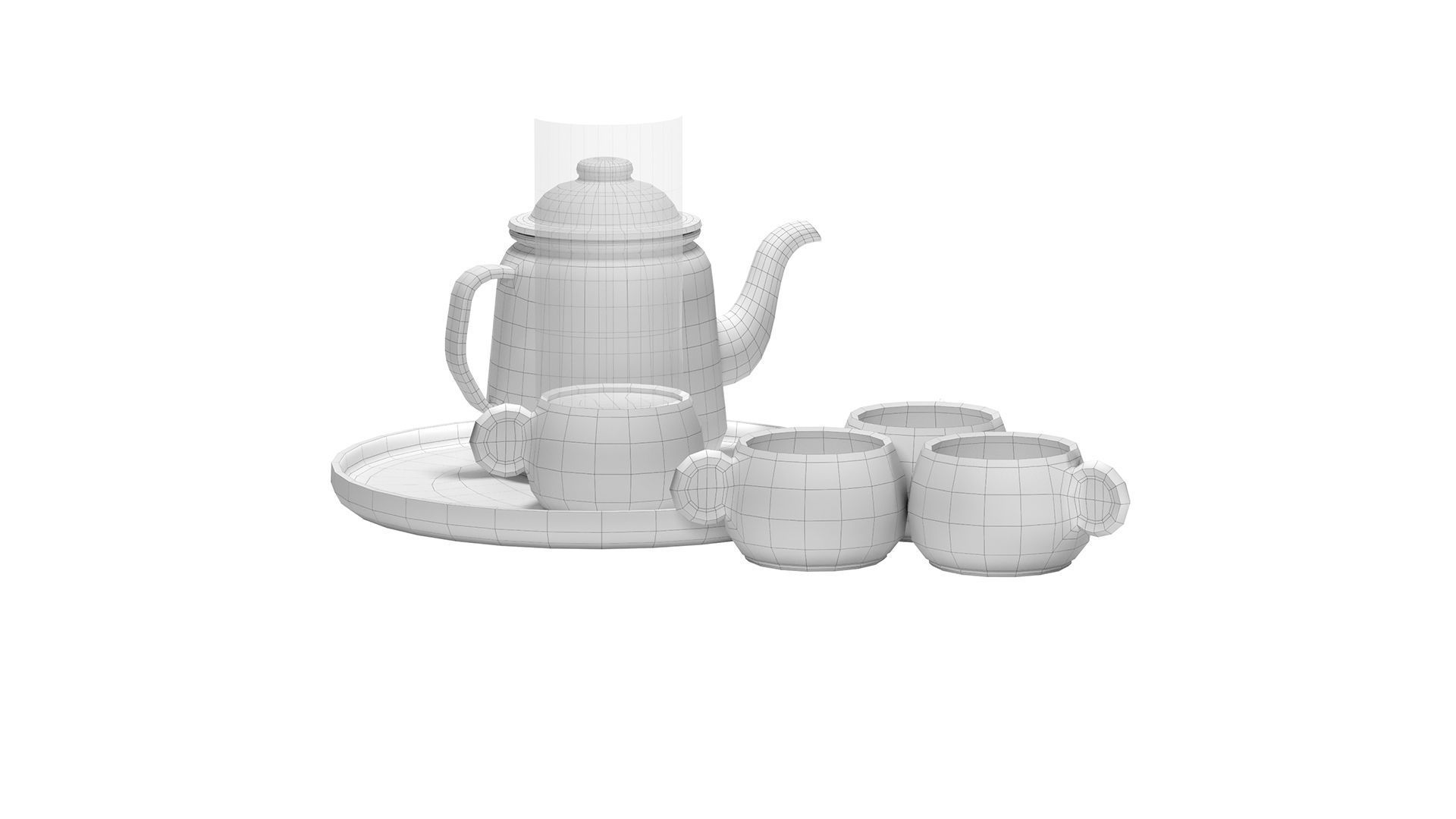Falcon Teapot Set 3D model_4