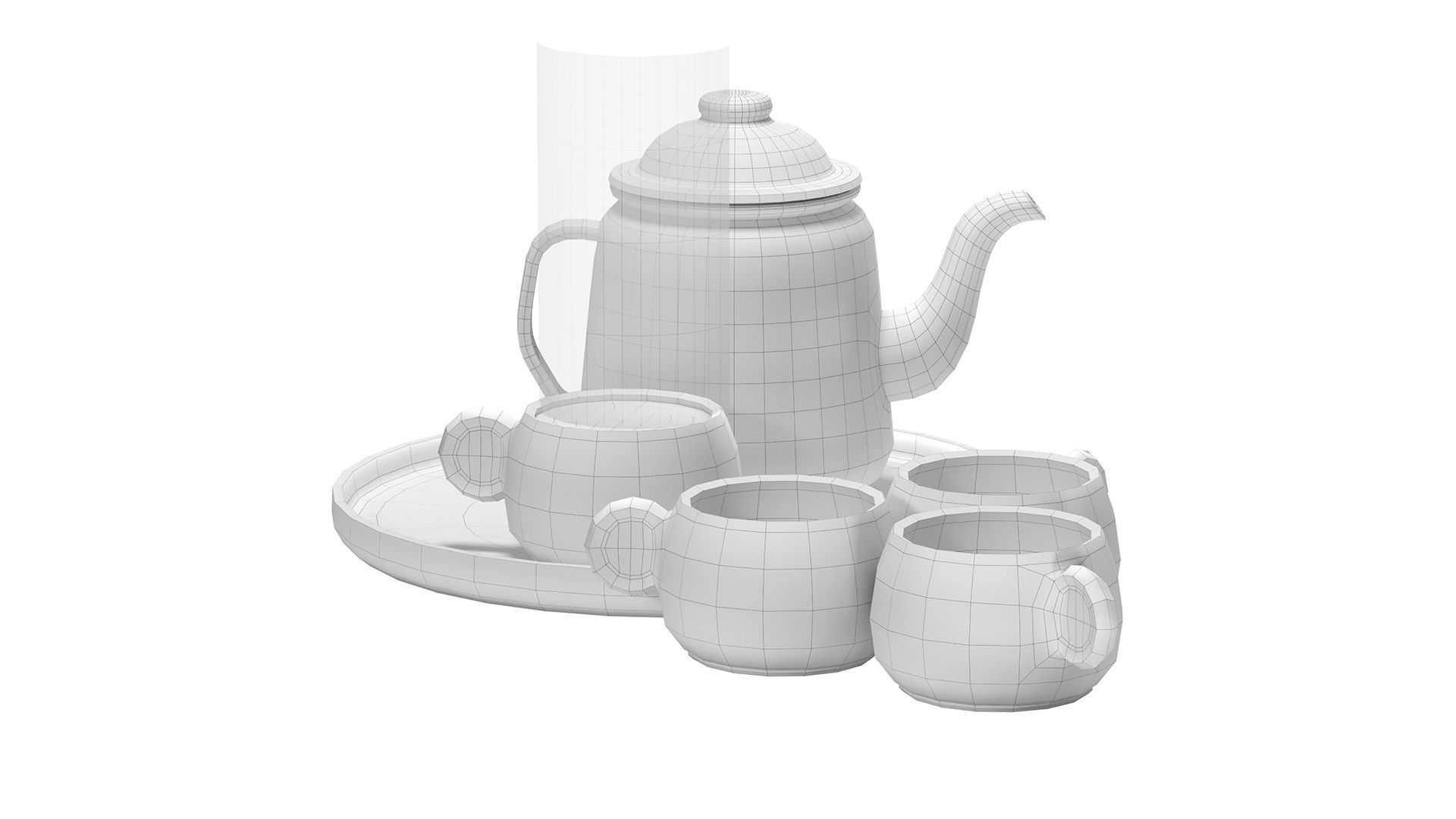 Falcon Teapot Set 3D model_2
