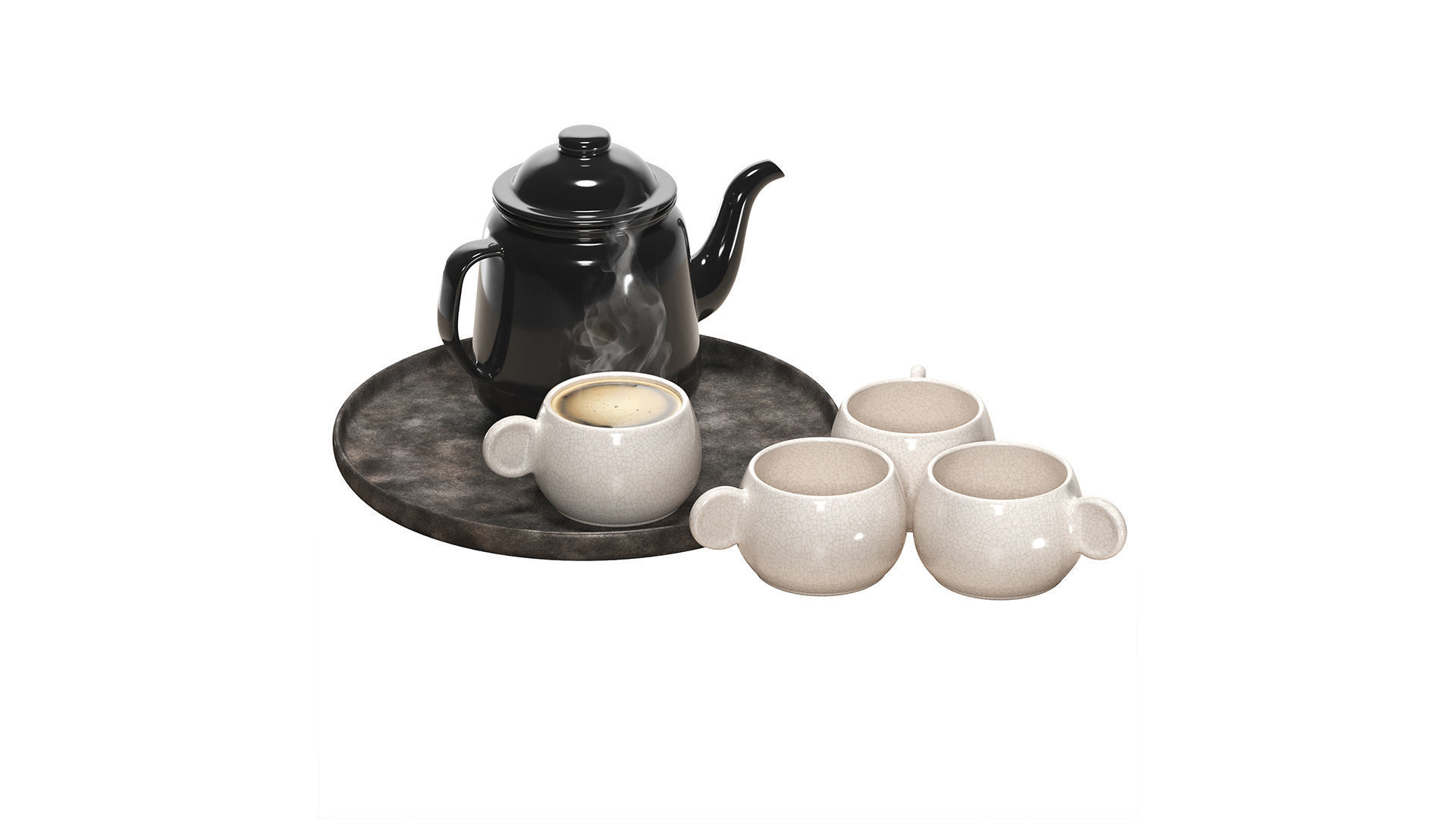 Falcon Teapot Set 3D model_7